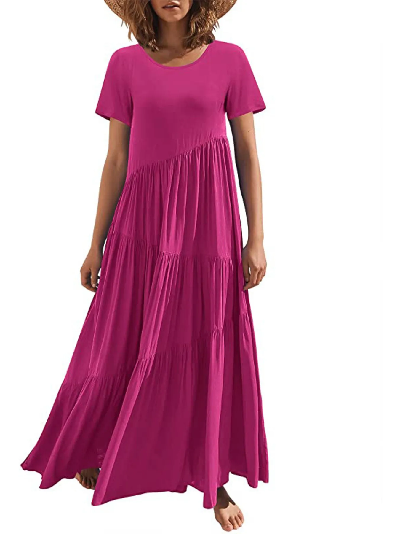Round Neck Tiered Ruffle Maxi Dress - Image 8