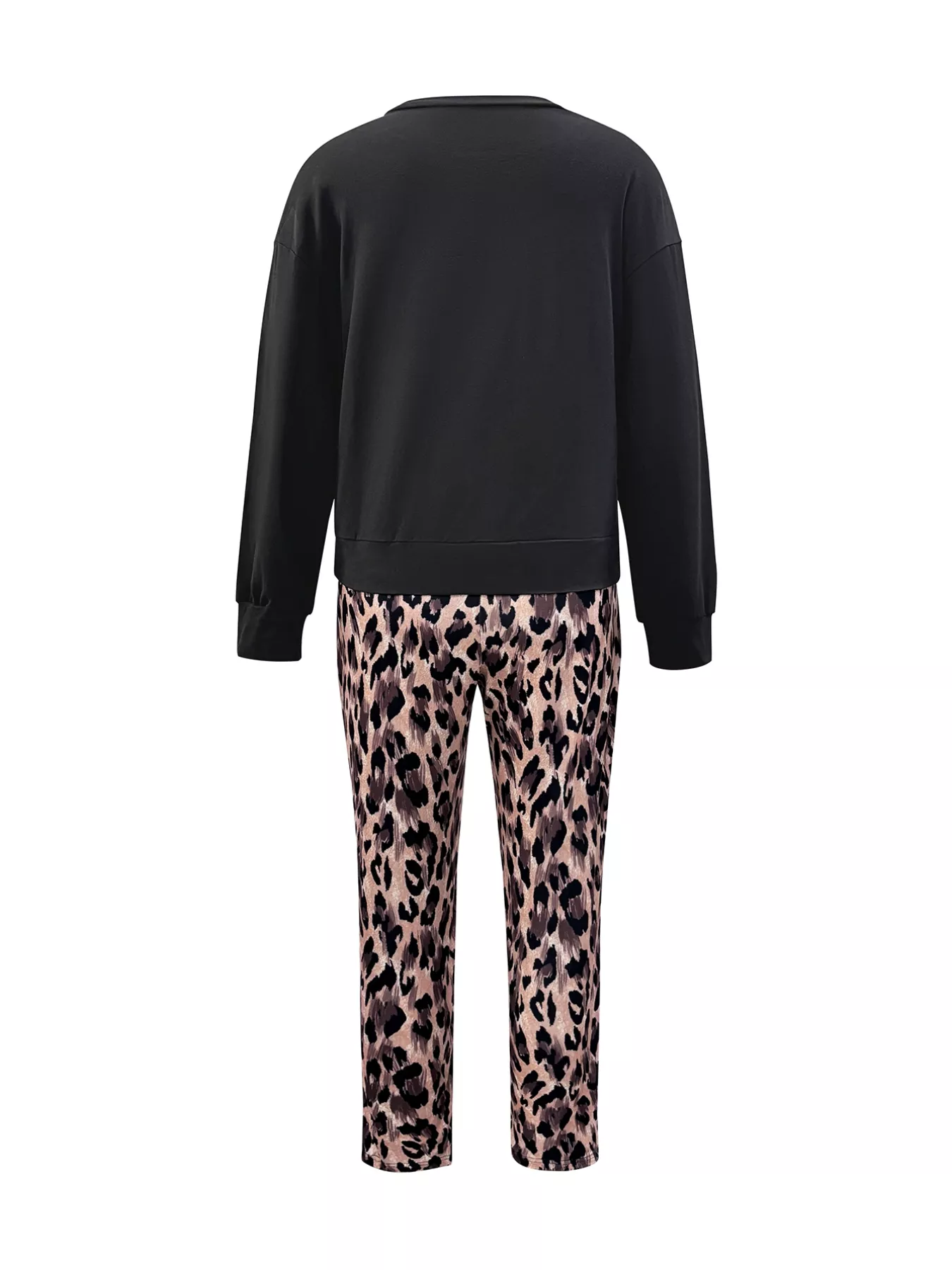 Round Neck Top and Leopard Pants Set - Image 9