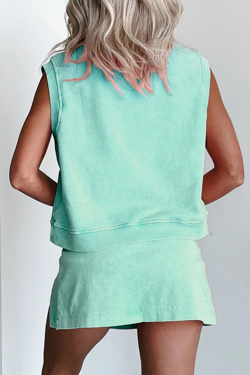 Round Neck Top and Skort Set - Image 2