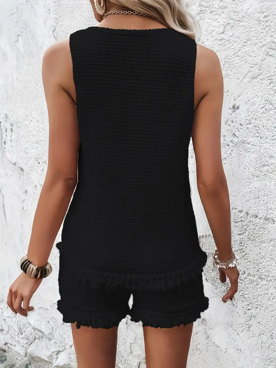 Round Neck Wide Strap Tank and Shorts Set - Image 7