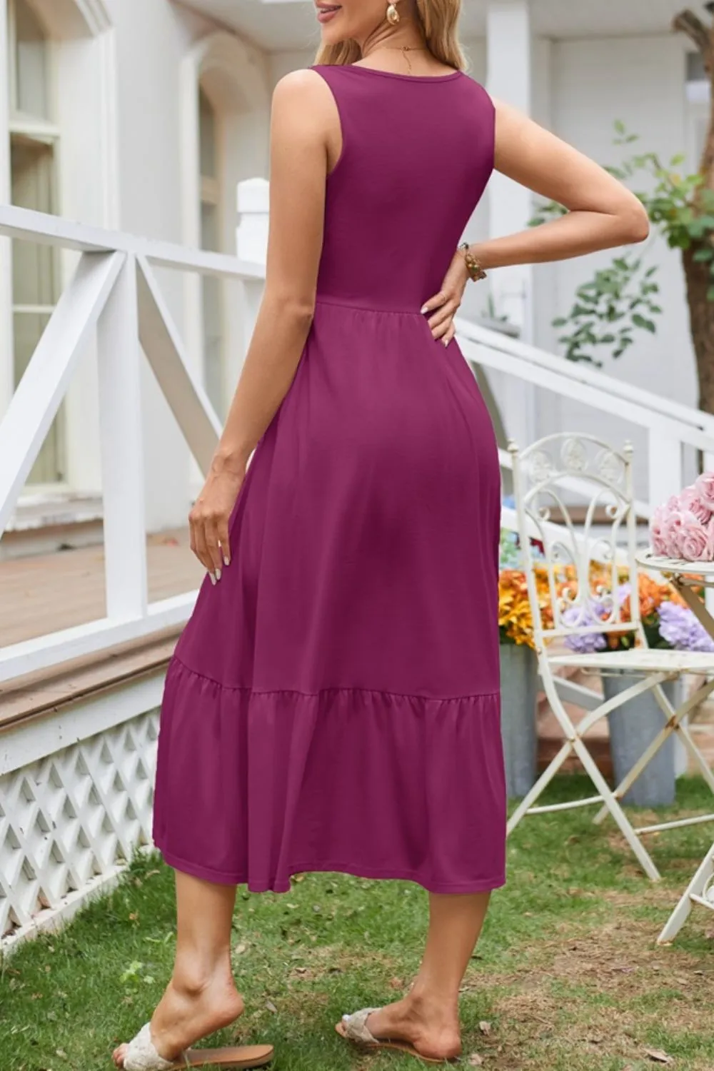 Round Neck Wide Strap Tank Dress - Image 18