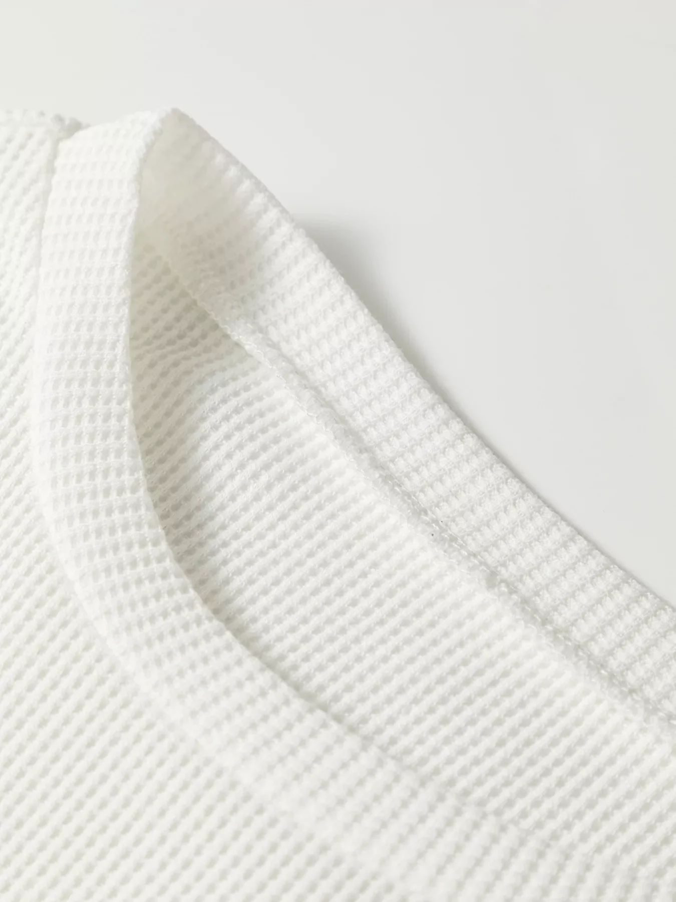 Rounded Neck Waffle Long Sleeve Top - Image 7