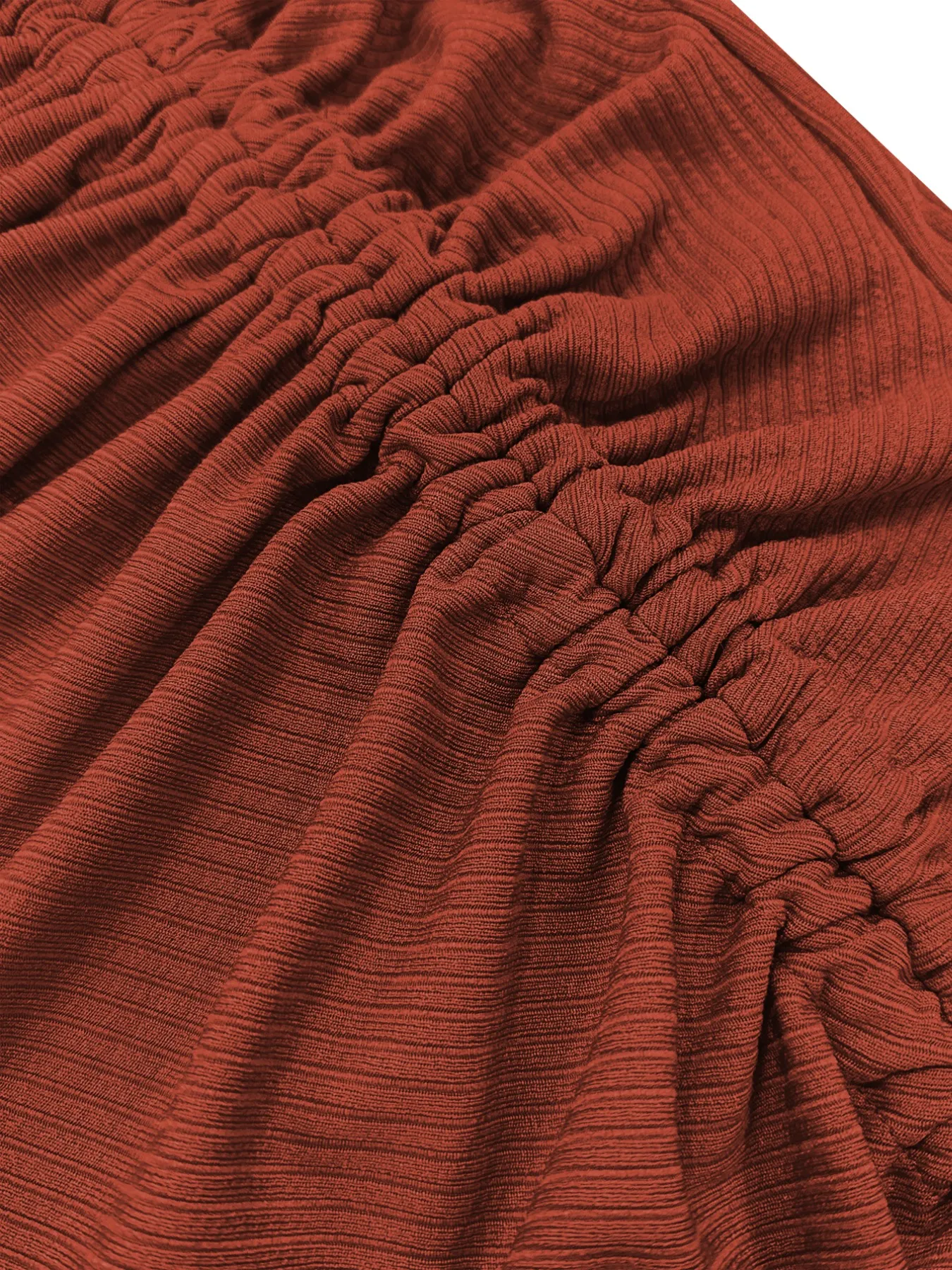 Ruched Asymmetrical Neck Ribbed Bodycon Dress - Image 3