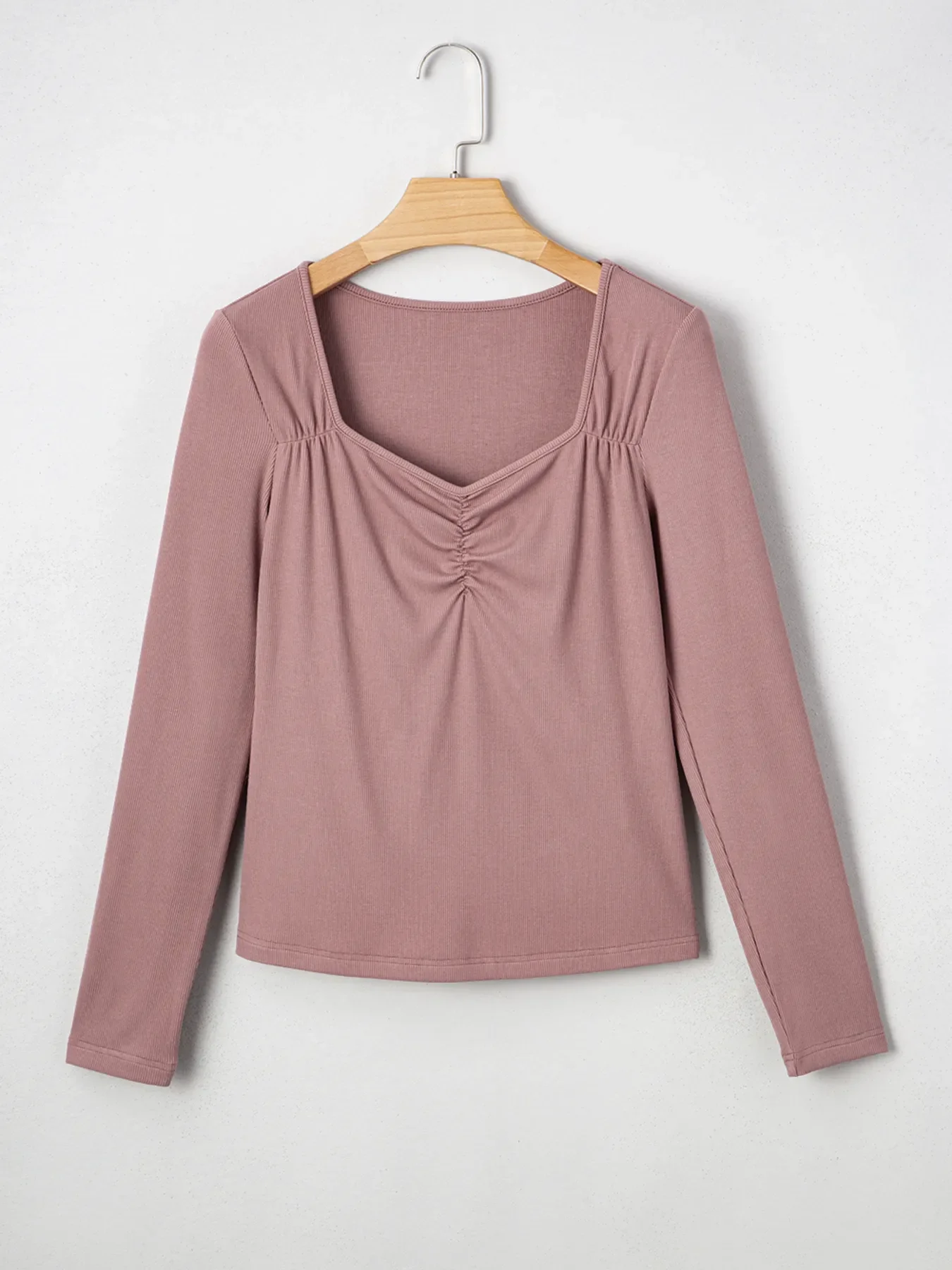 Ruched Front Long Sleeve T-Shirt - Image 5