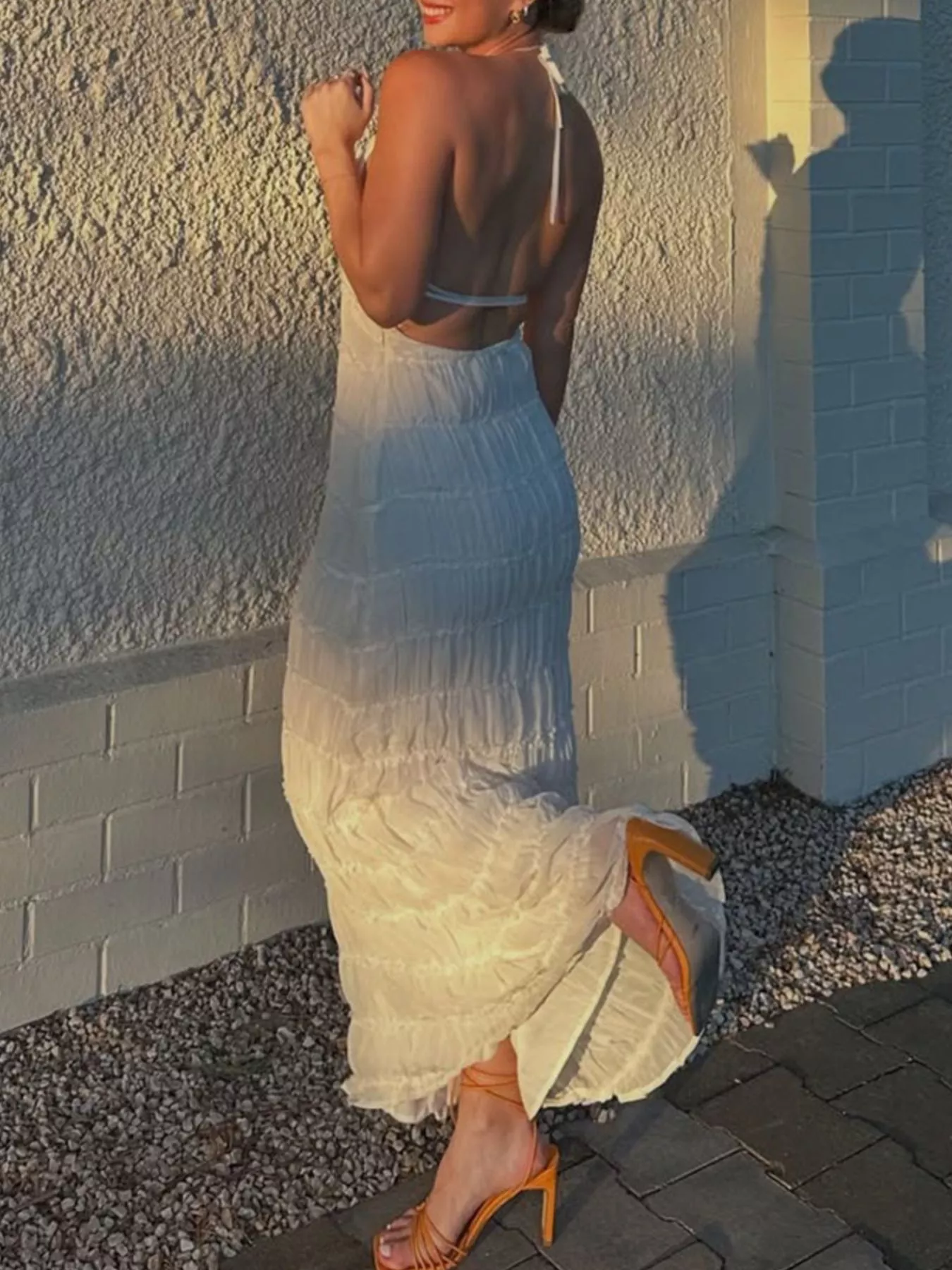 Ruched Halter Neck Maxi Dress - Image 7