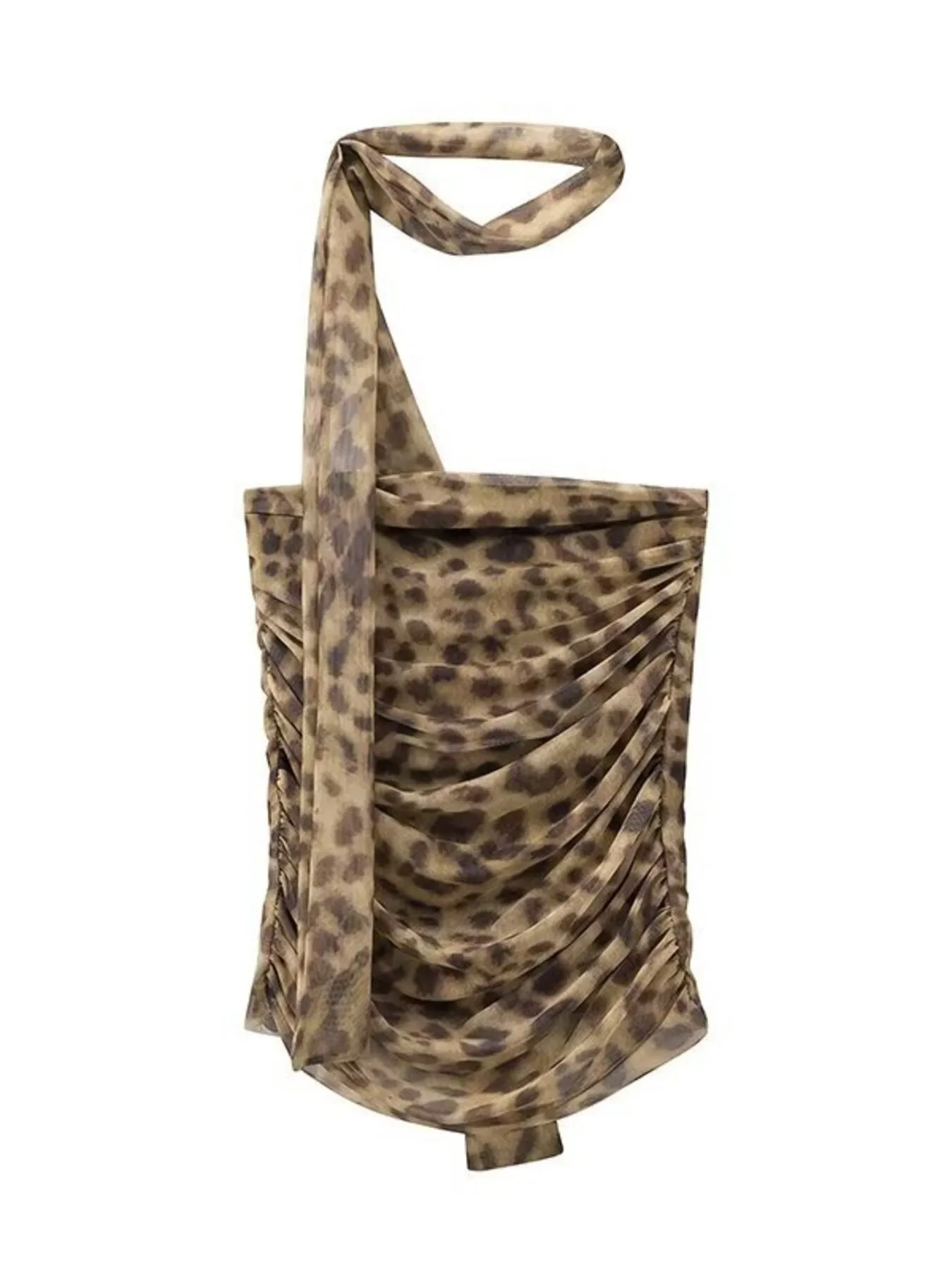 Ruched Leopard Print Tube Top - Image 5