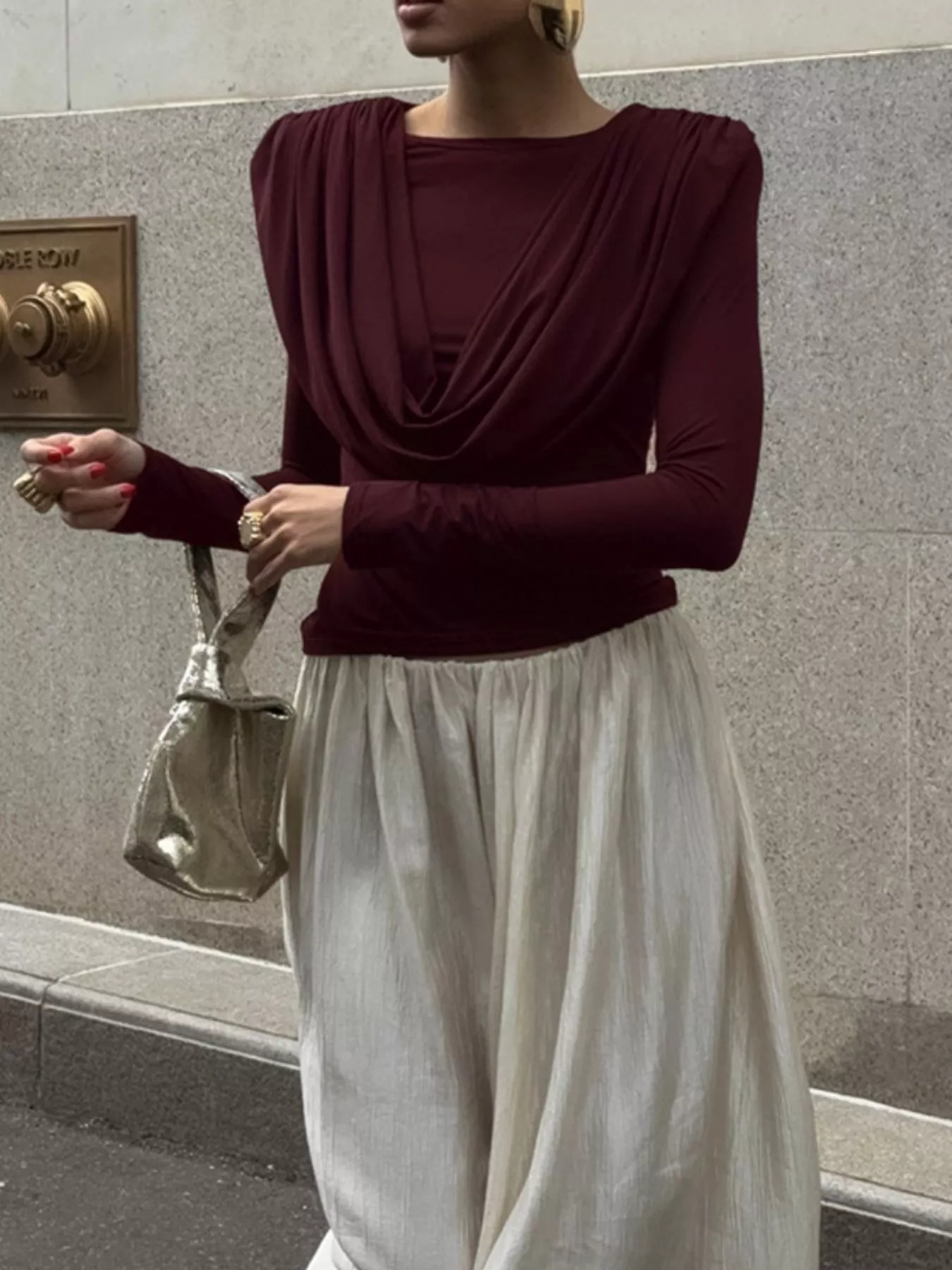 Ruched Long Sleeve T-Shirt - Image 2