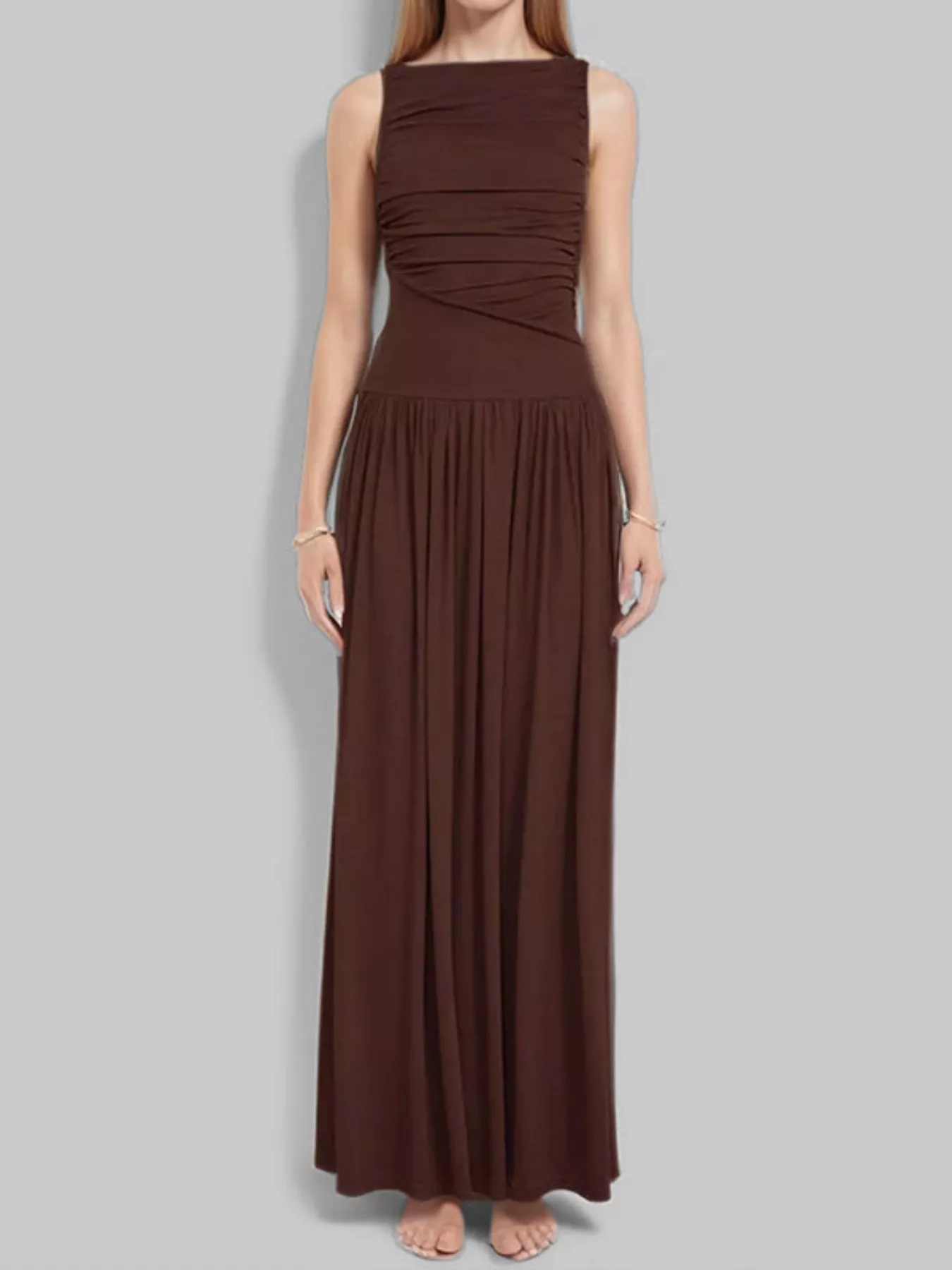 Ruched Sleeveless Maxi Dress - Image 5