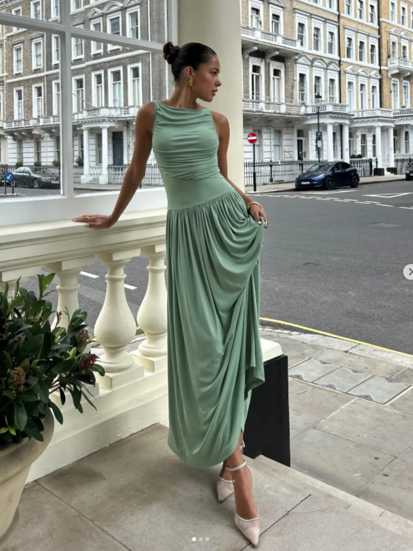 Ruched Sleeveless Maxi Dress - Image 3