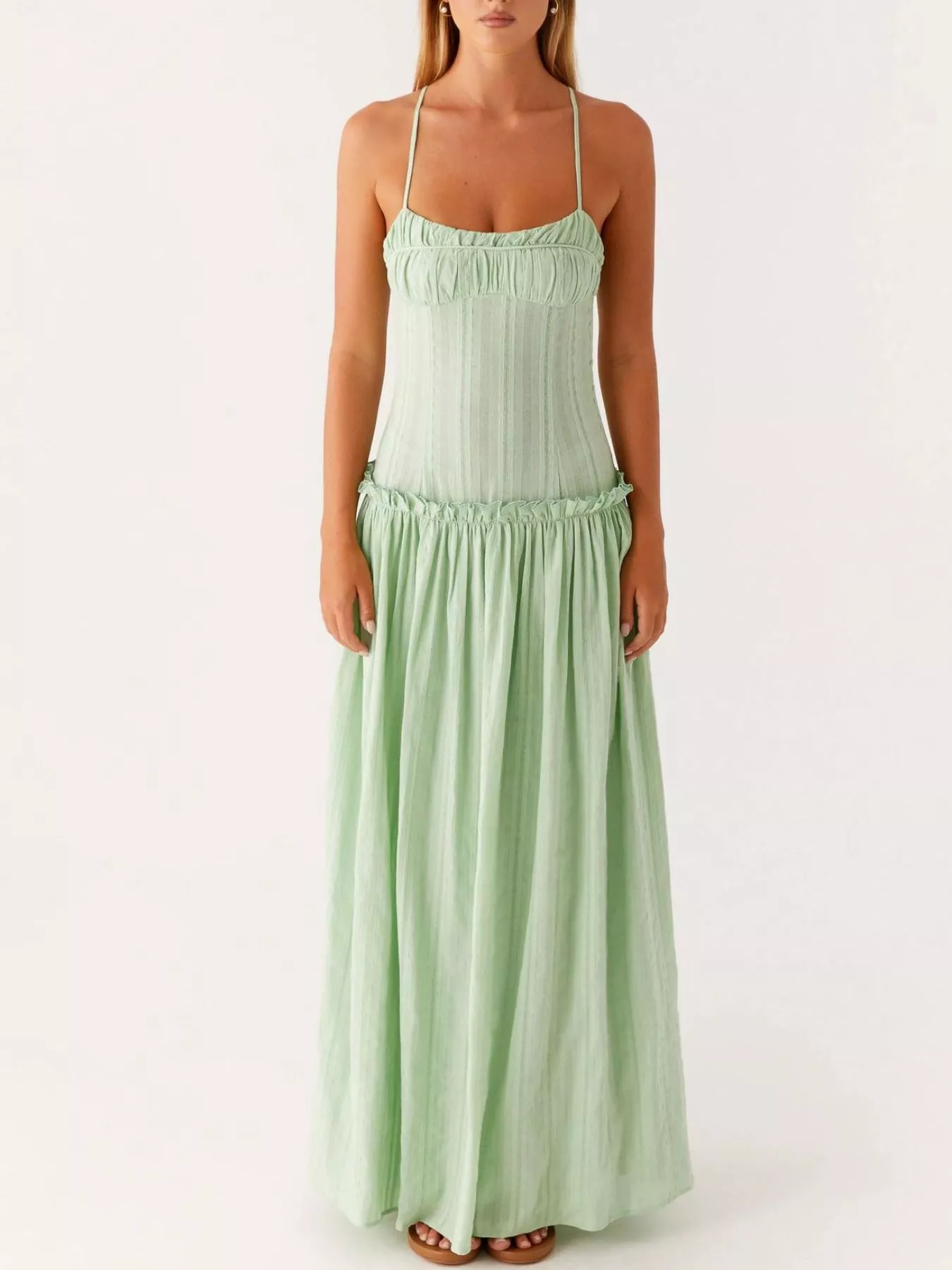 Ruched Spaghetti Strap Maxi Dress - Image 20