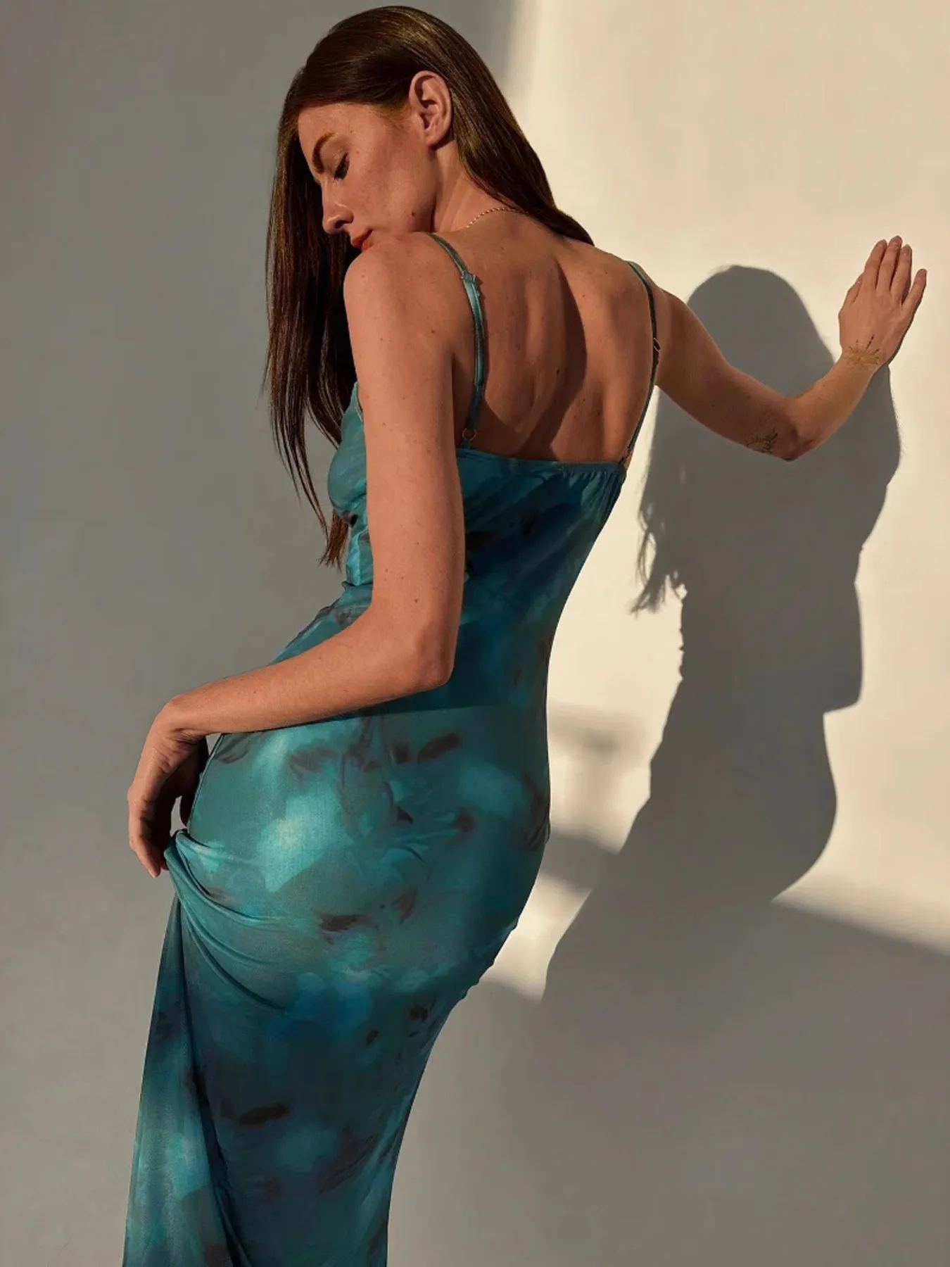 Ruched Spaghetti Strap Midi Dress - Image 4