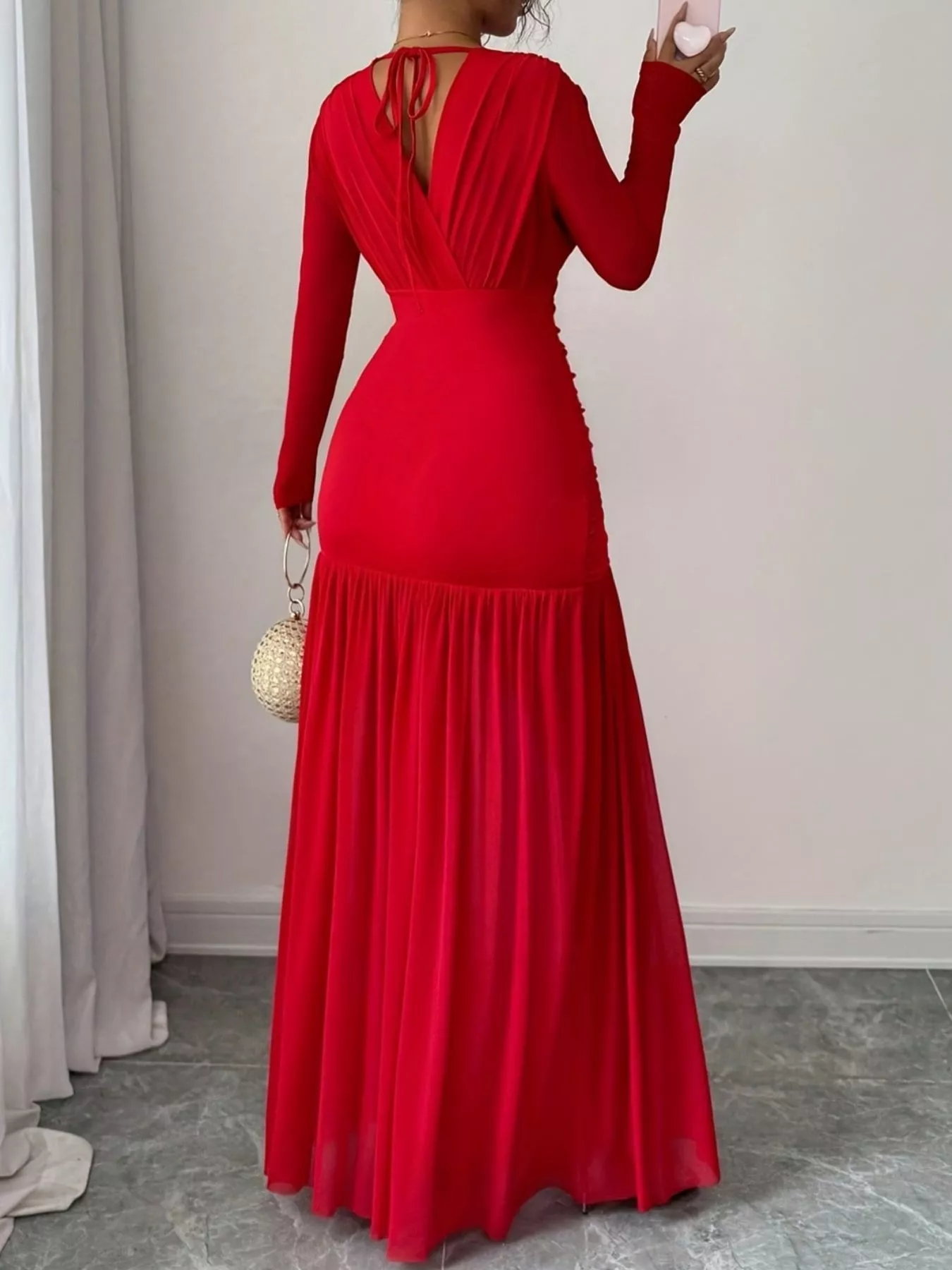 Ruched Surplice Long Sleeve Maxi Dress - Image 5