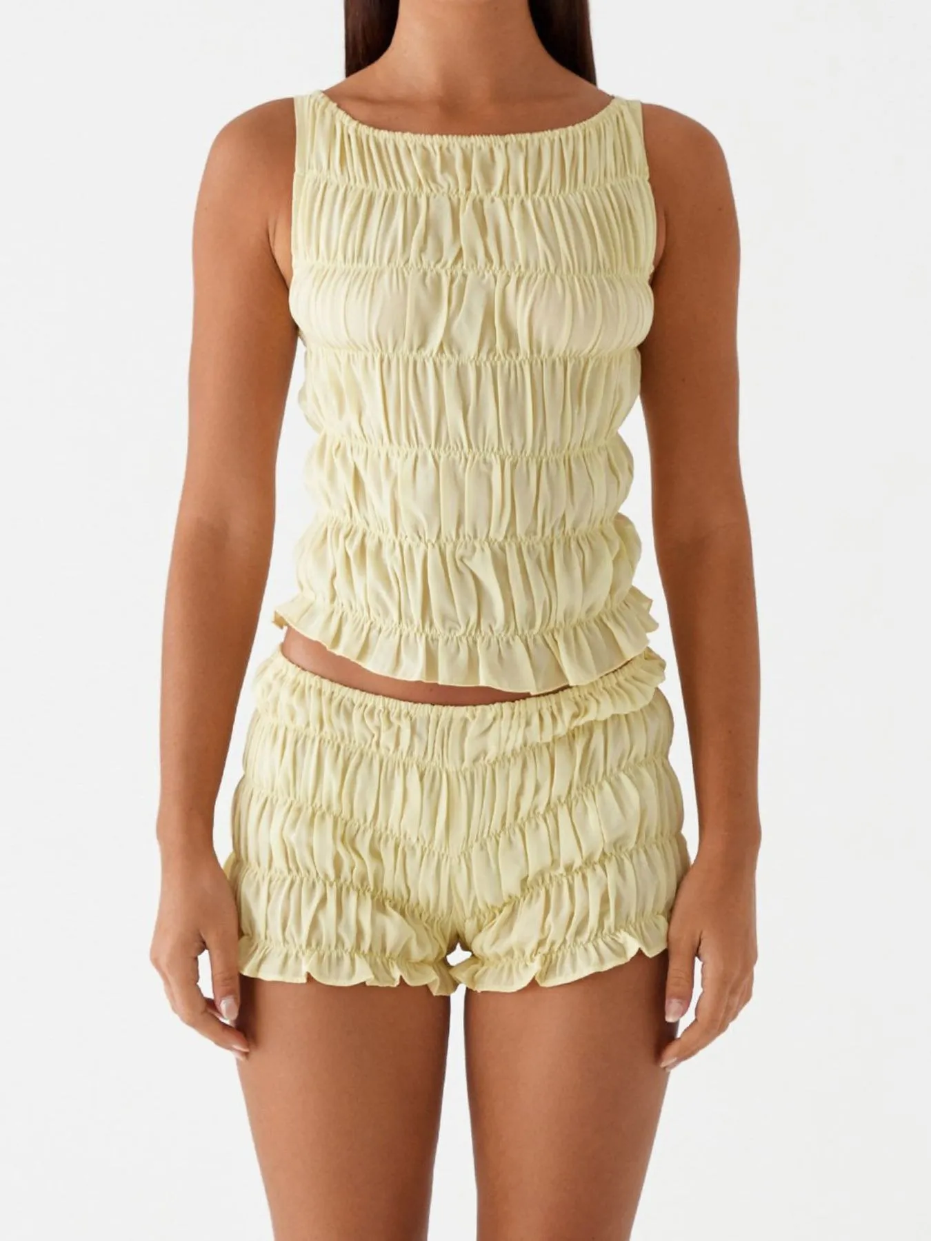 Ruched Texture Tank and Shorts Two-Piece Set - Image 5