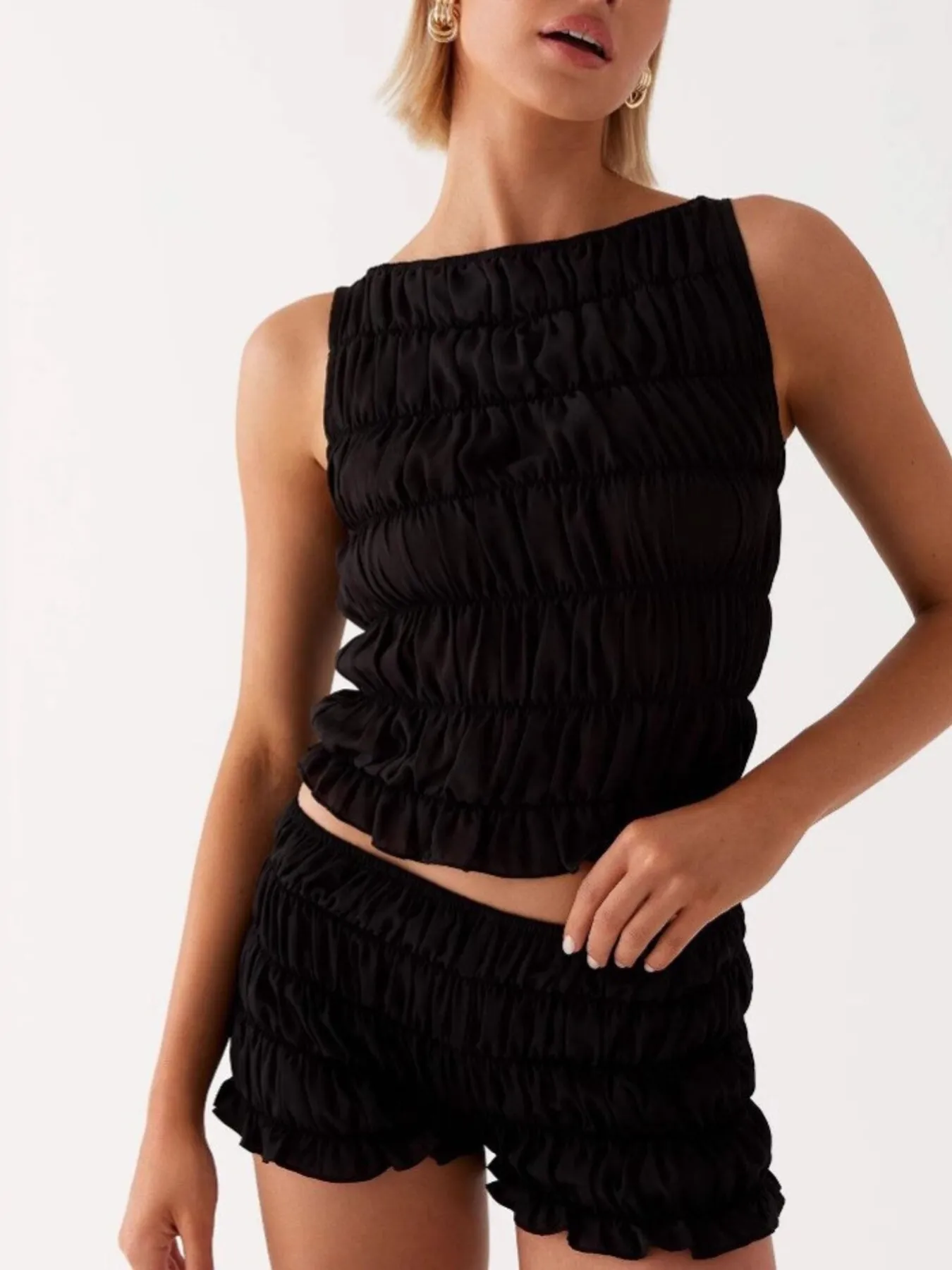 Ruched Texture Tank and Shorts Two-Piece Set - Image 6