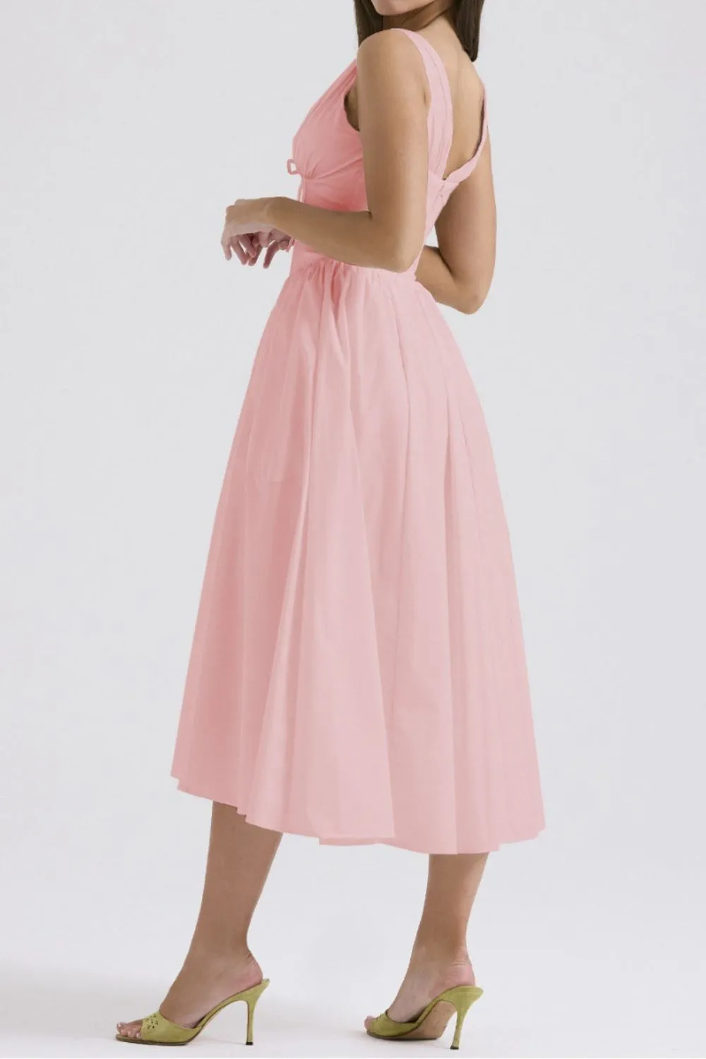 Ruched V-Neck Sleeveless Dress with Pockets - Image 25