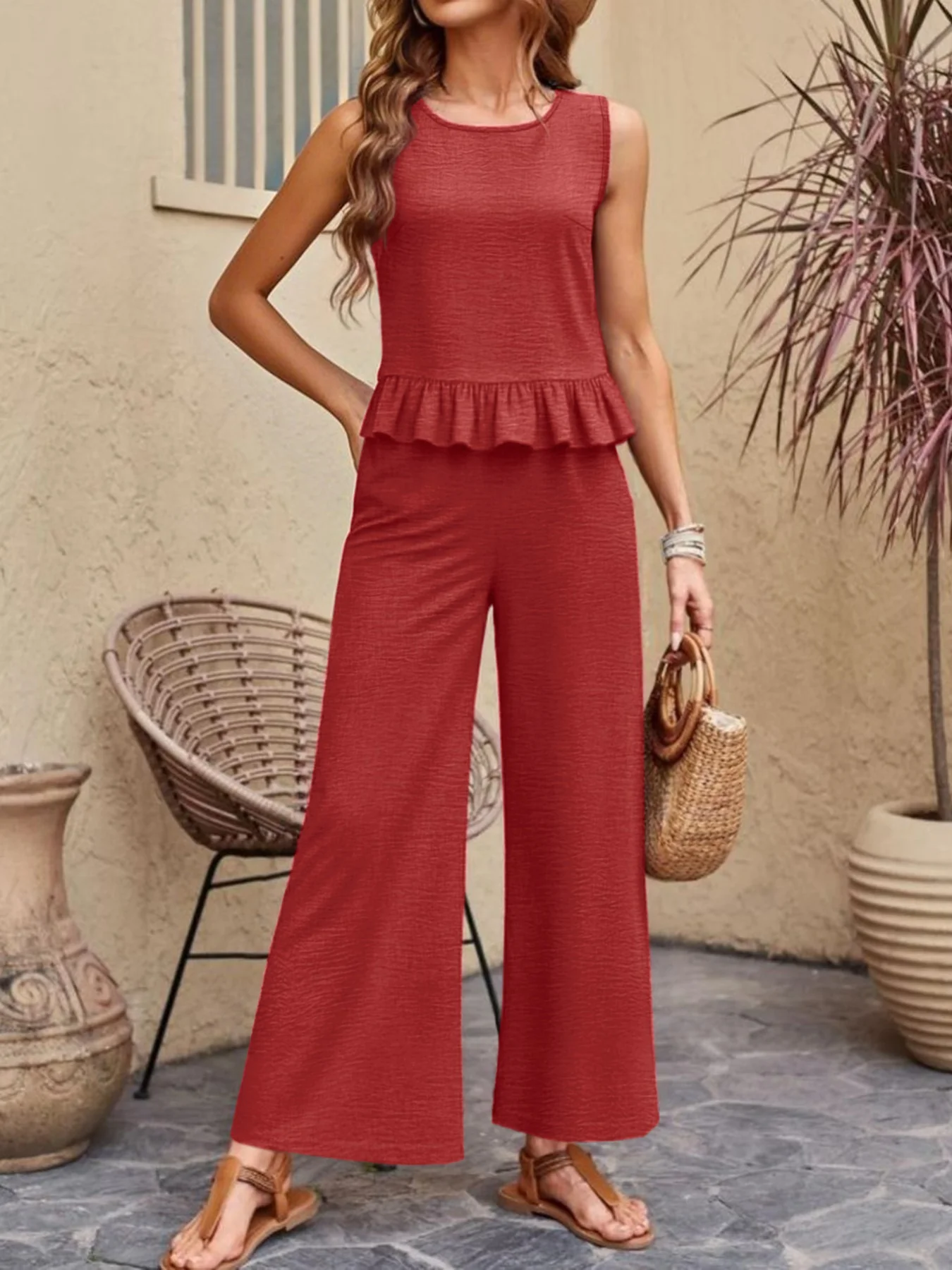 Ruffle Hem Tank and Pants Set - Image 5