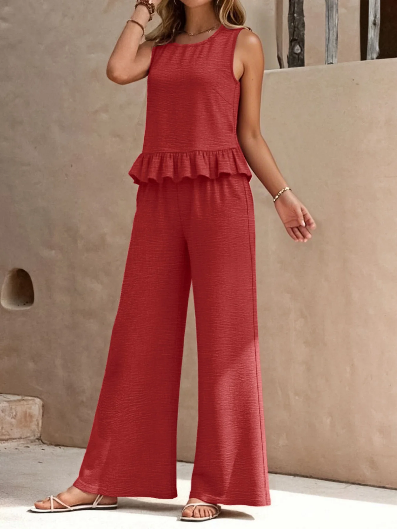 Ruffle Hem Tank and Pants Set - Image 6