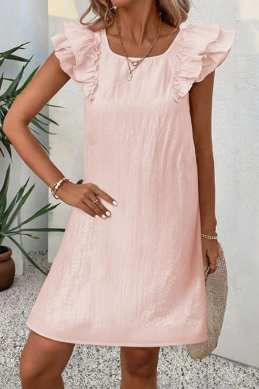 Ruffle Sleeve Bow Back Mini Dress - Image 2