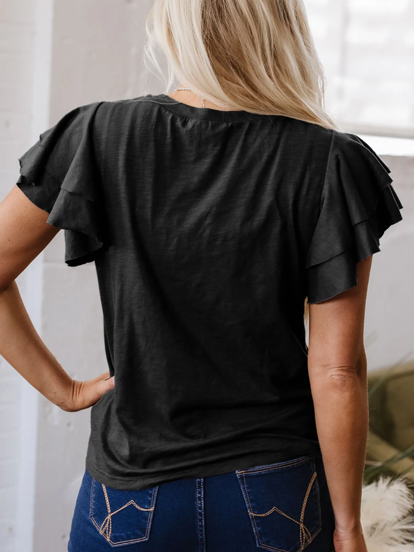 Ruffle Sleeve Round Neck Top - Image 9