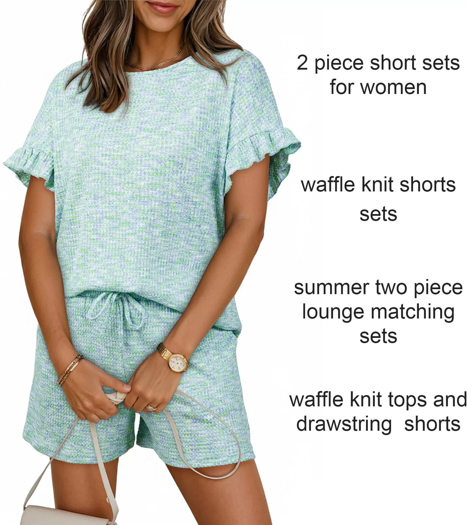 Ruffle Sleeve Textured Top and Shorts Set - Image 16