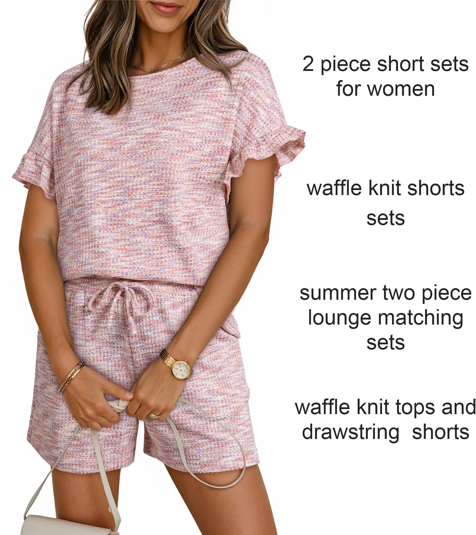 Ruffle Sleeve Textured Top and Shorts Set - Image 6
