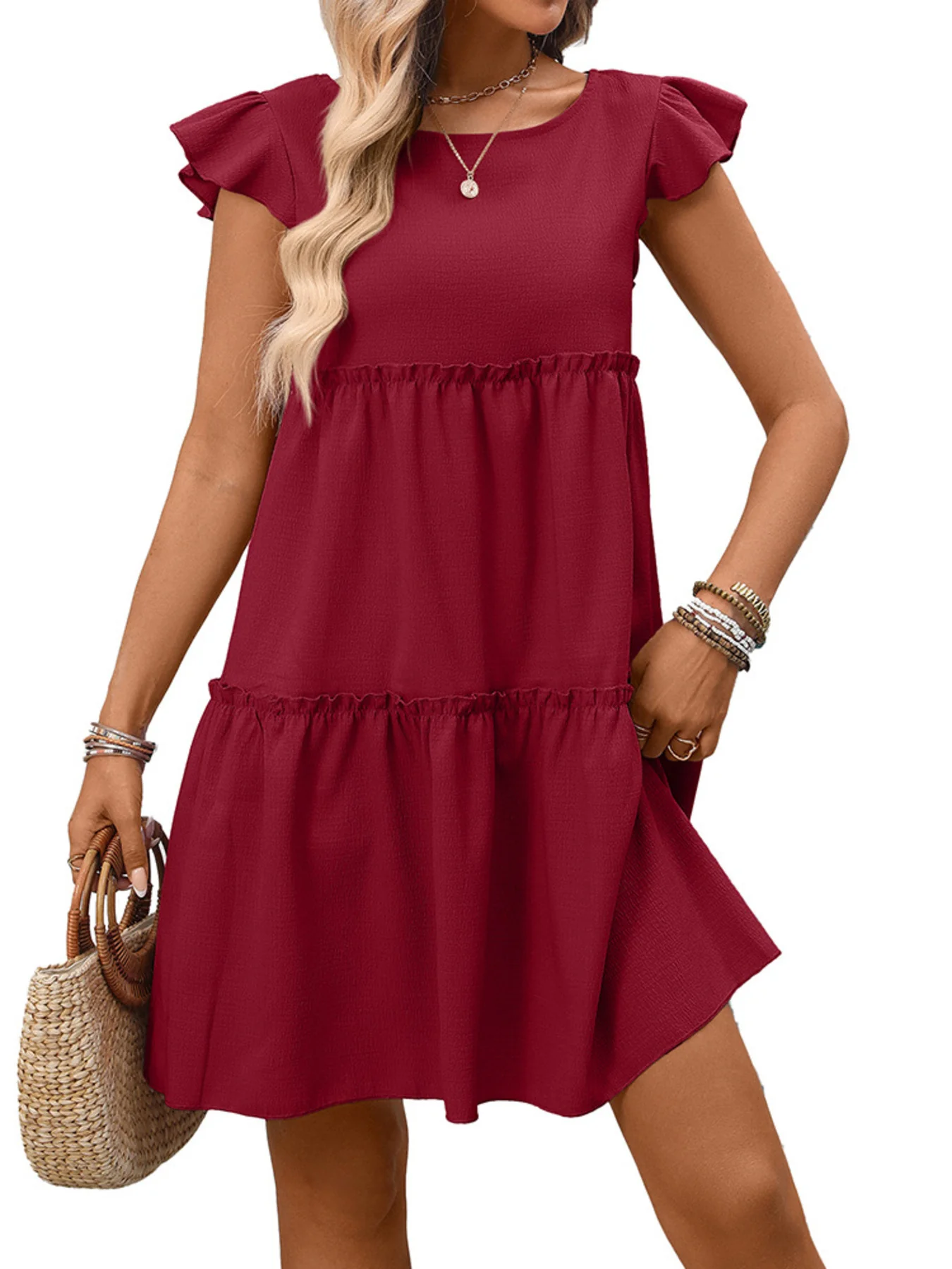 Ruffle Sleeve Tiered Mini Dress - Image 20