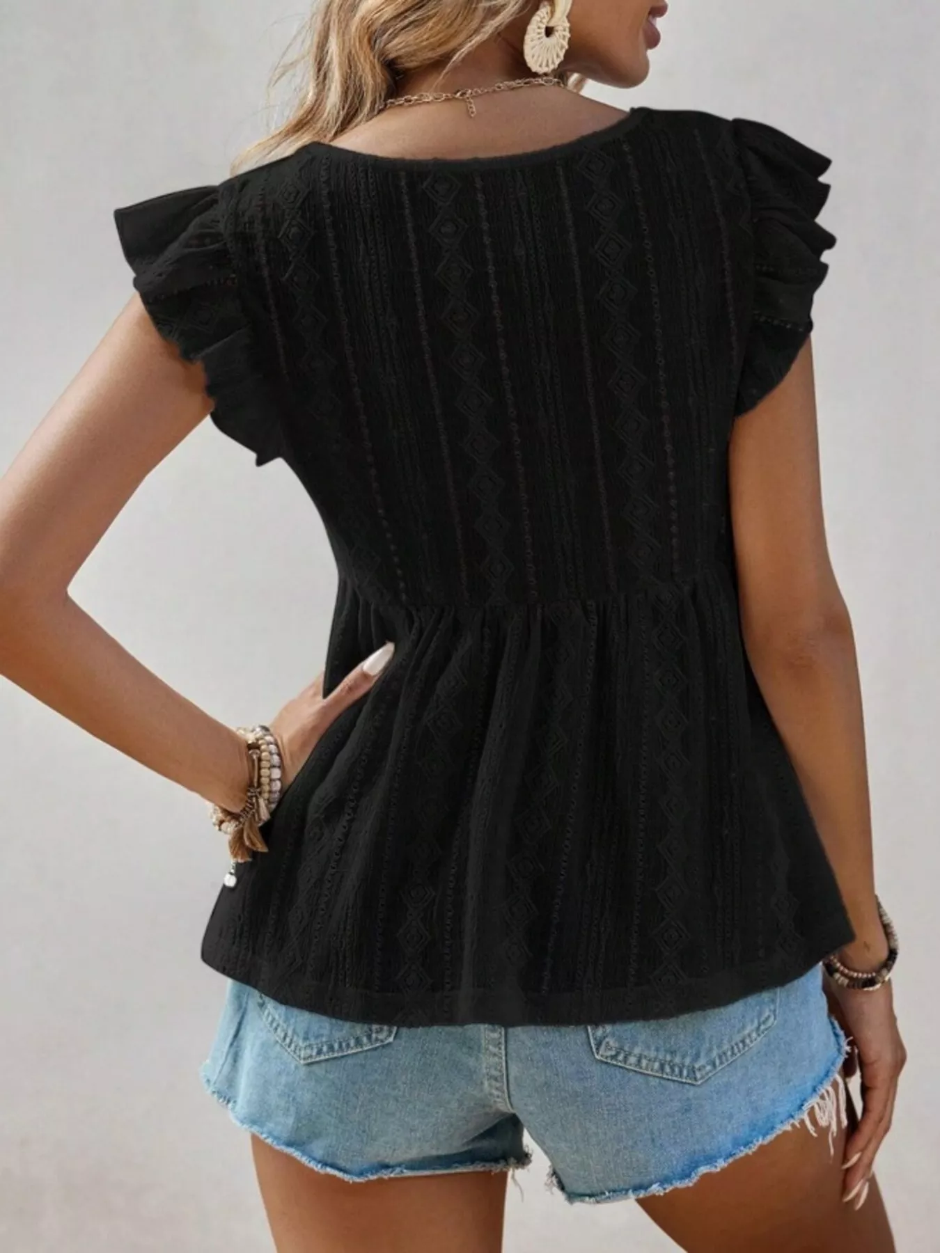 Ruffle Sleeve V-Neck Blouse - Image 11