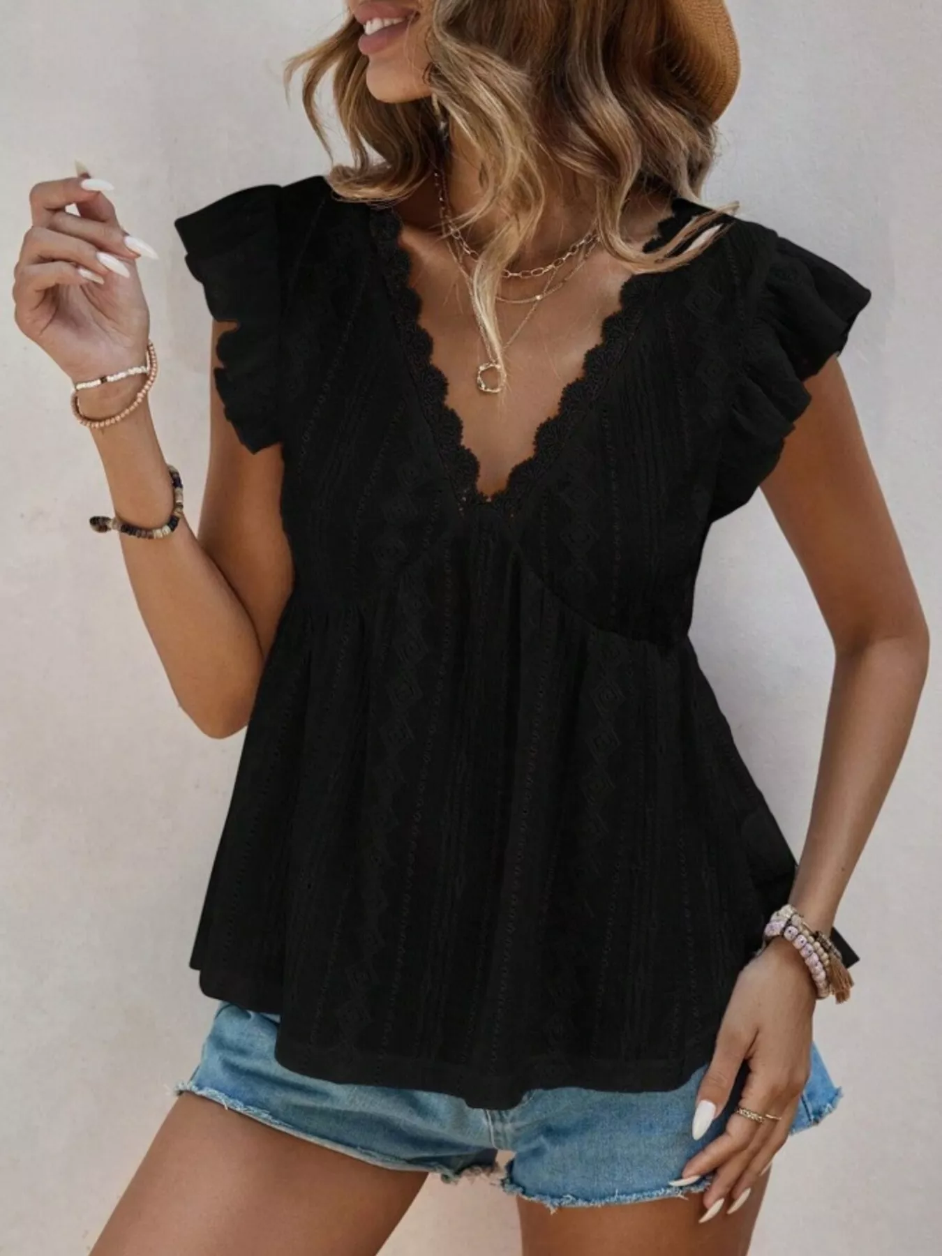 Ruffle Sleeve V-Neck Blouse - Image 8