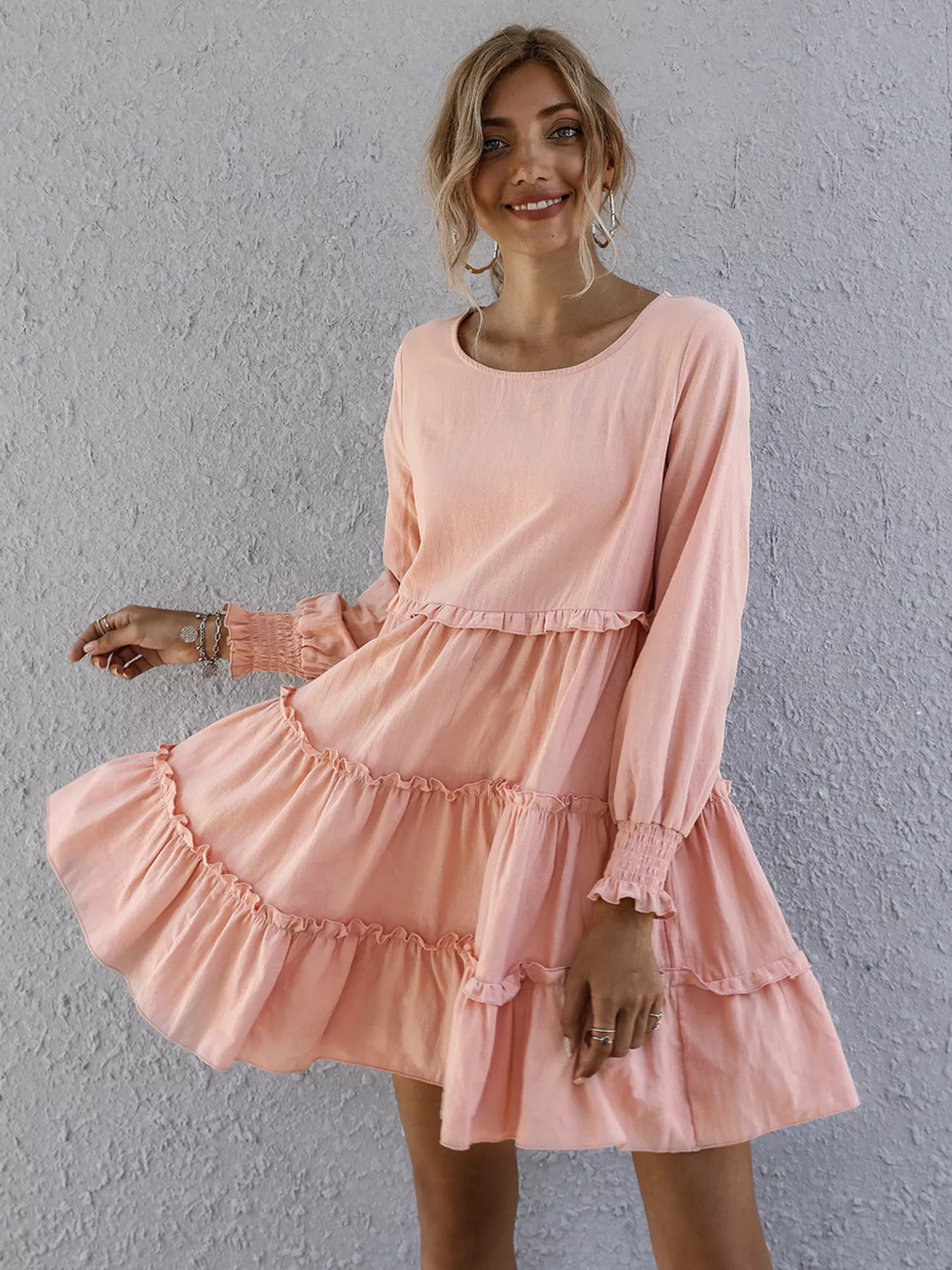 Ruffle Tiered Long Sleeve Mini Dress - Image 18