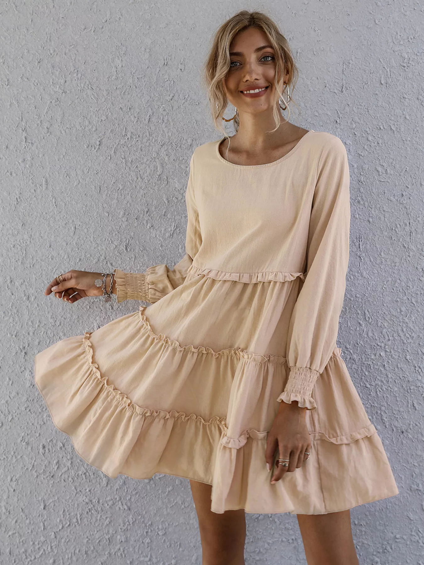 Ruffle Tiered Long Sleeve Mini Dress - Image 2
