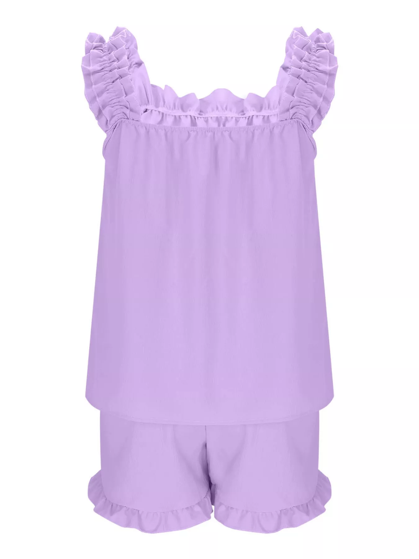 Ruffle Trim Sleeveless Top and Shorts Set - Image 19