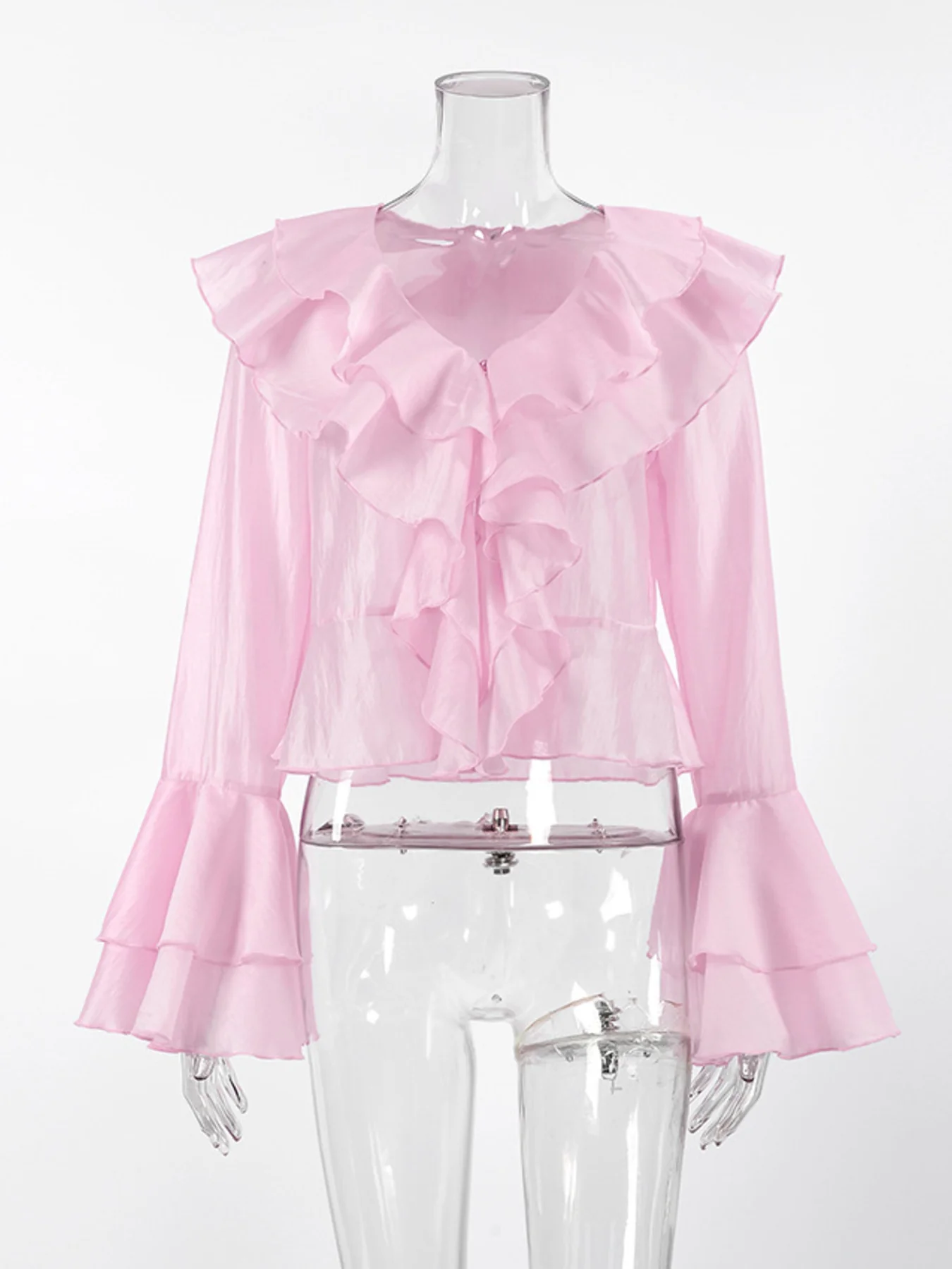 Ruffle Trimmed Long Sleeve Blouse - Image 5