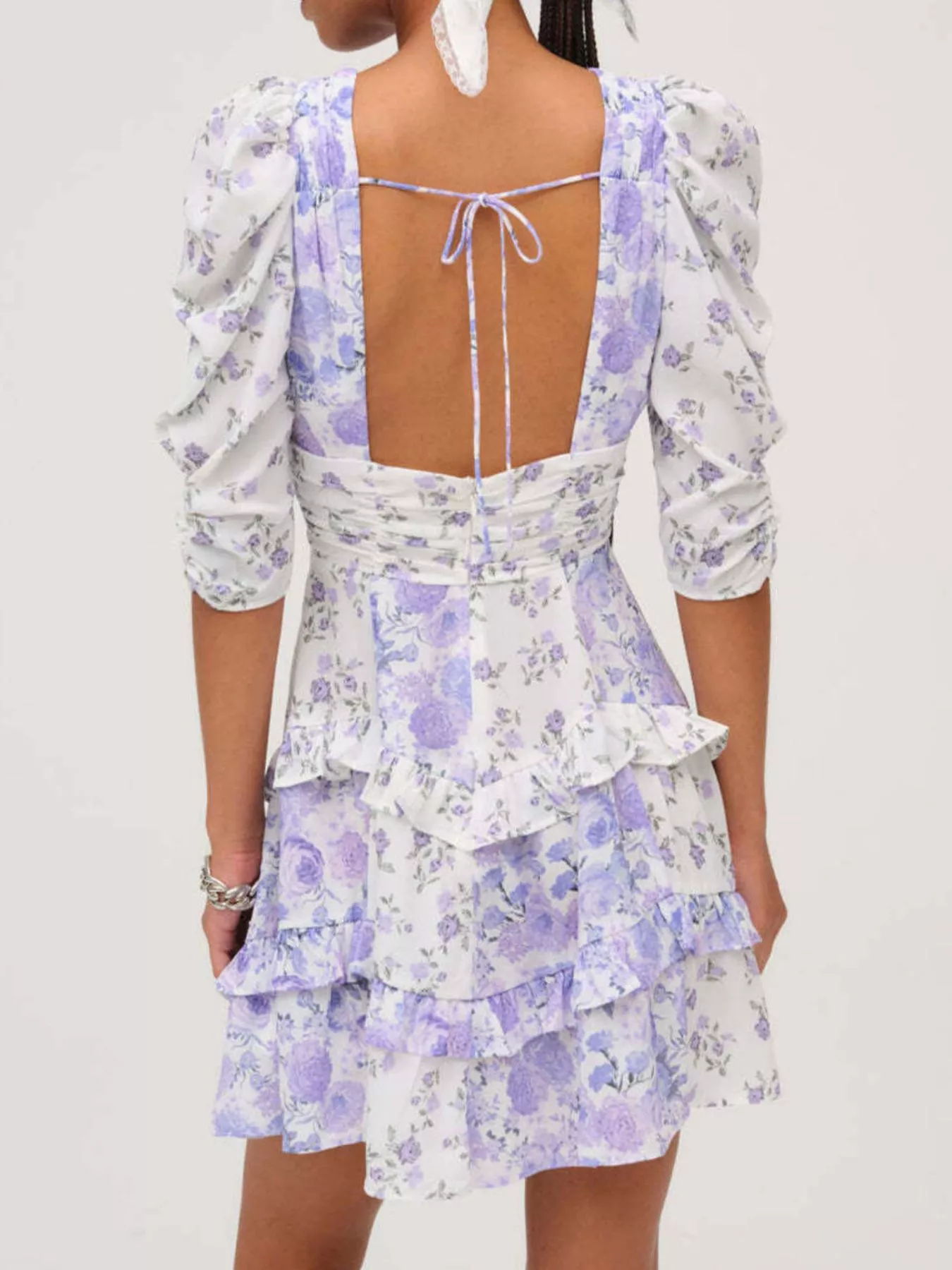 Ruffled Floral Print Half Sleeve Dress - Image 17