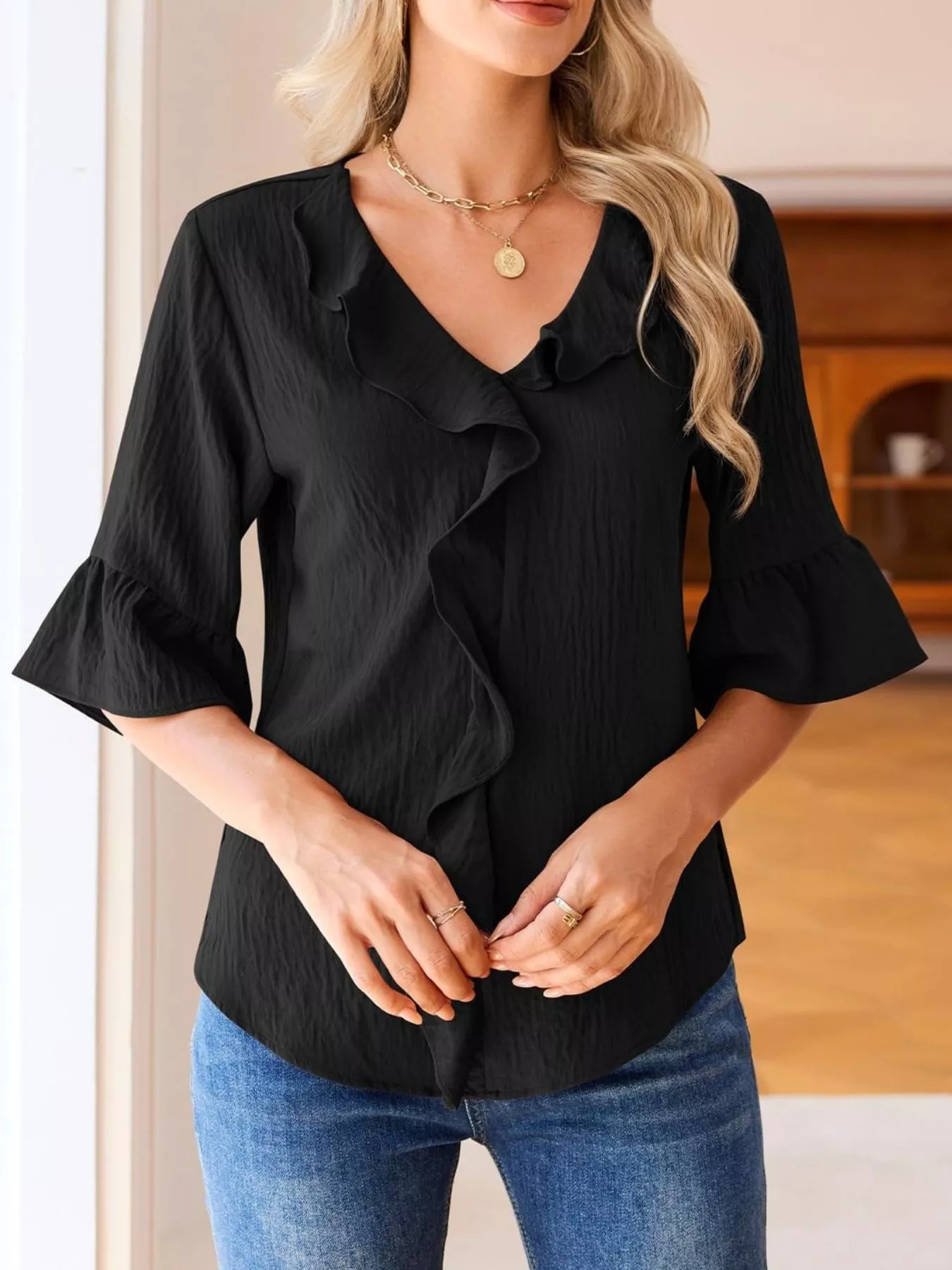 Ruffled Flounce Sleeve Blouse - Image 10