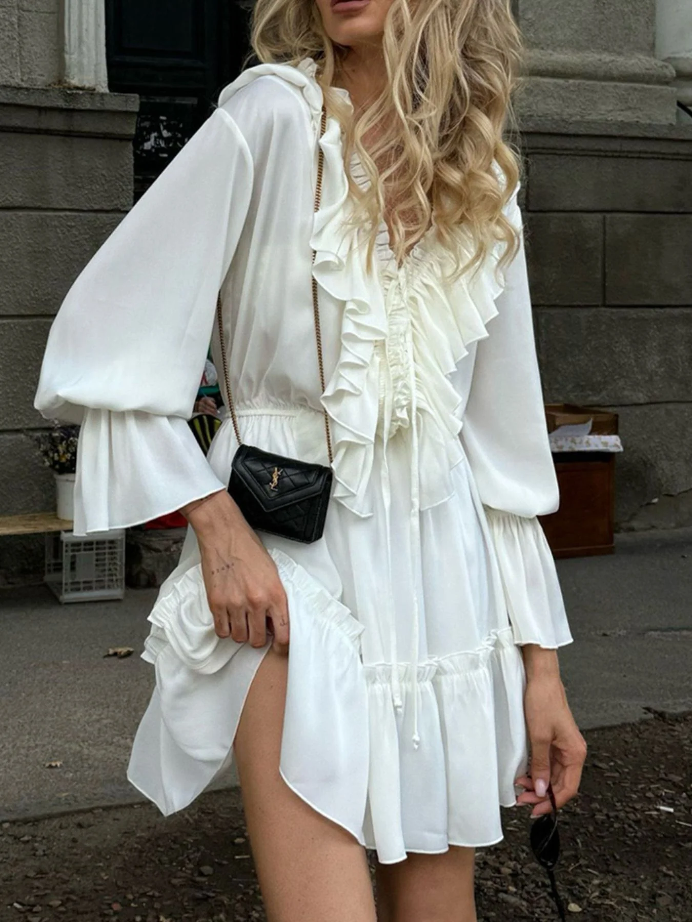 Ruffled Flounce Sleeve Mini Dress - Image 7