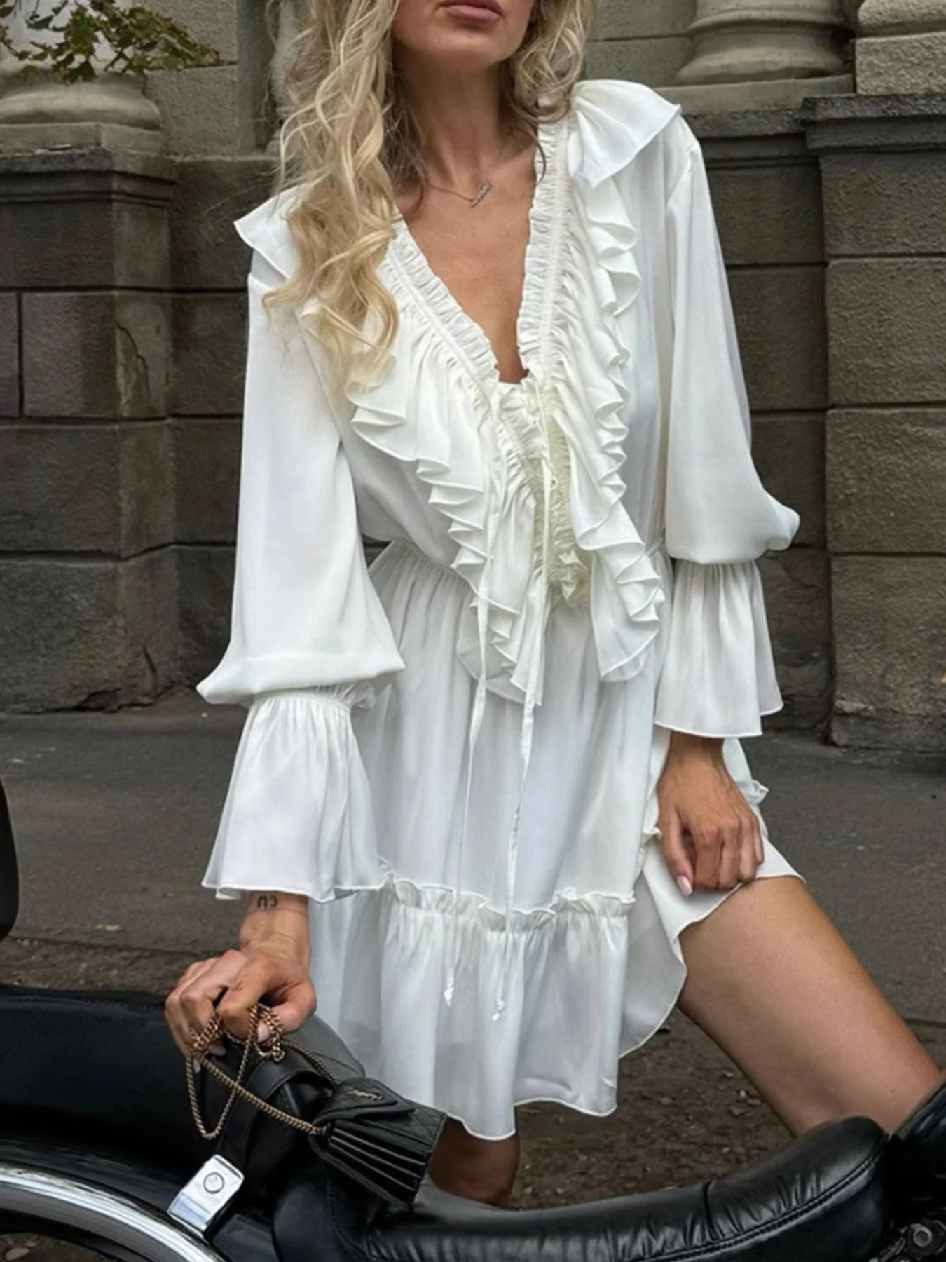 Ruffled Flounce Sleeve Mini Dress - Image 8