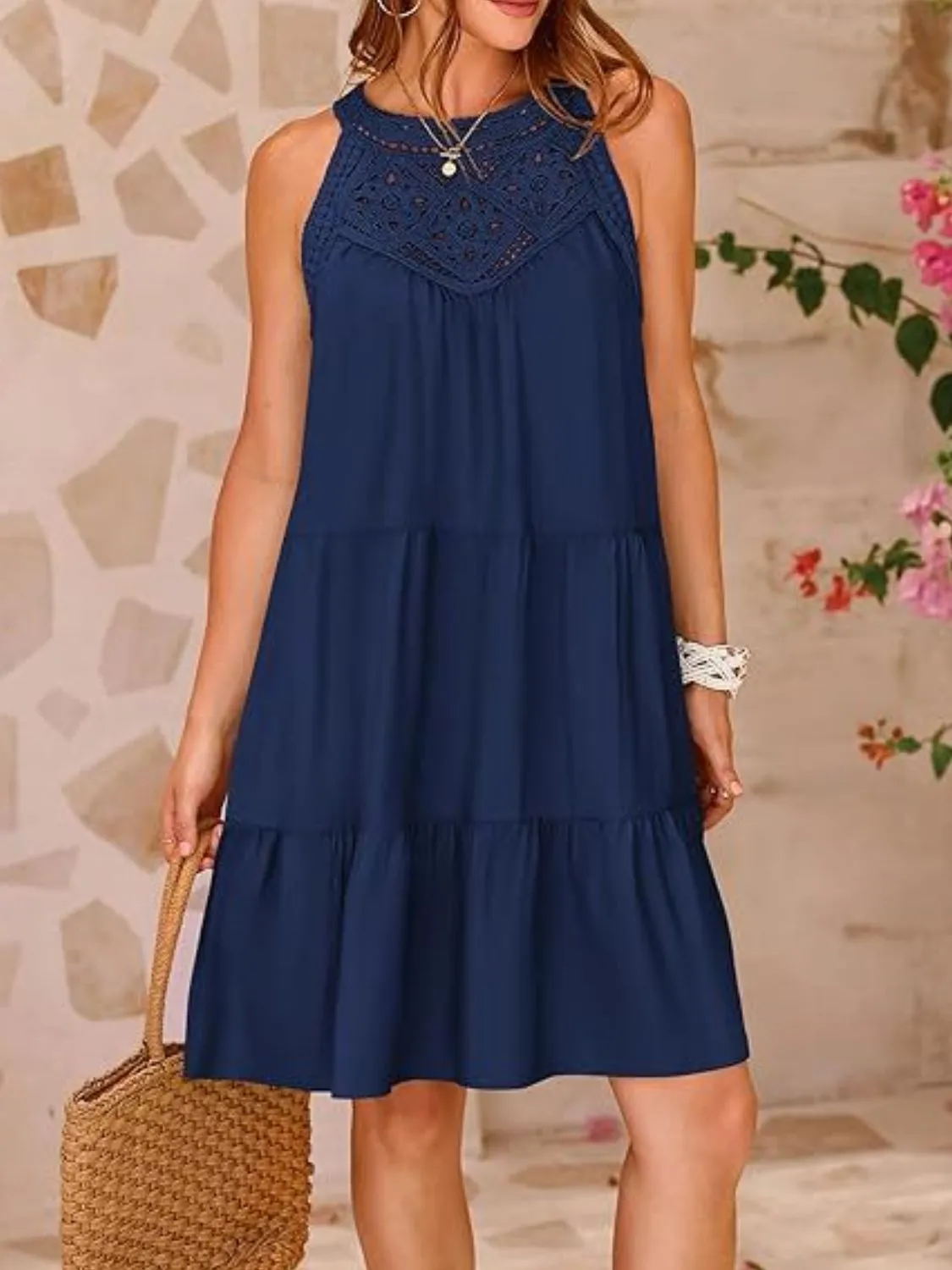 Ruffled Hem Lace Sleeveless Dress - Image 14