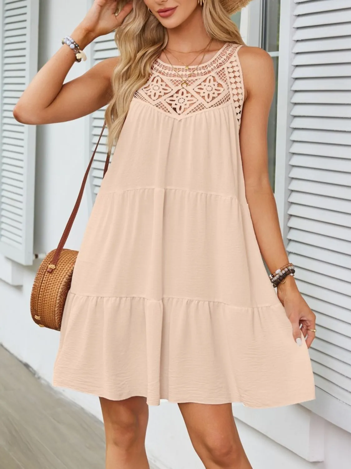 Ruffled Hem Lace Sleeveless Dress - Image 9