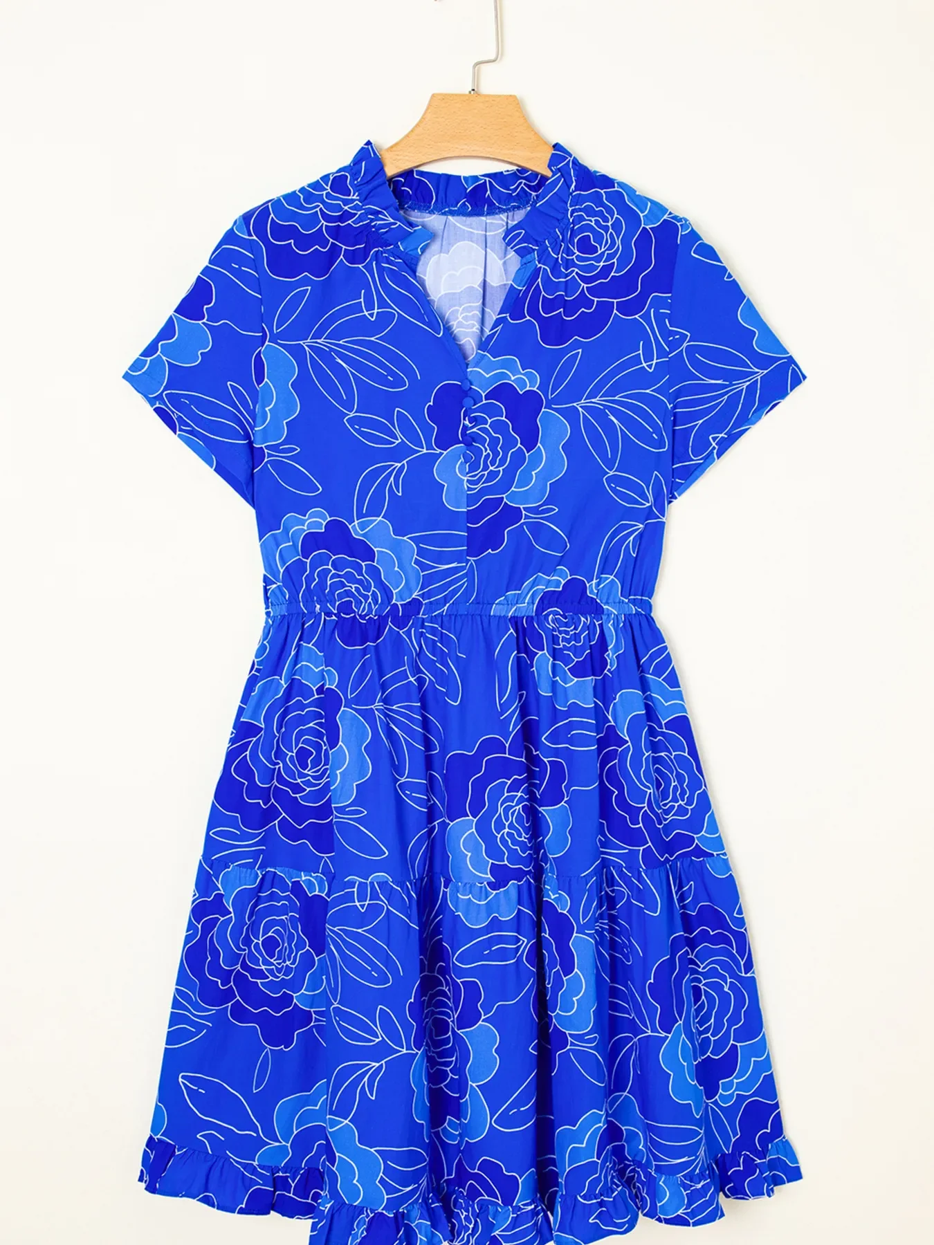 Ruffled Hem Short Sleeve Flowy Mini Dress - Image 2