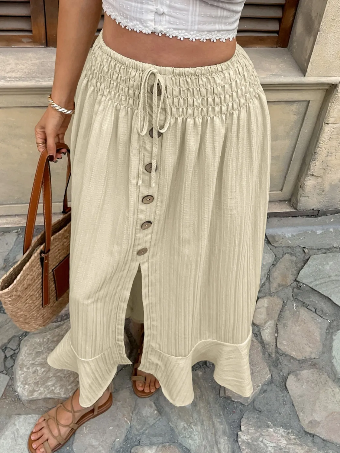 Ruffled Hem Slit Skirt - Image 4