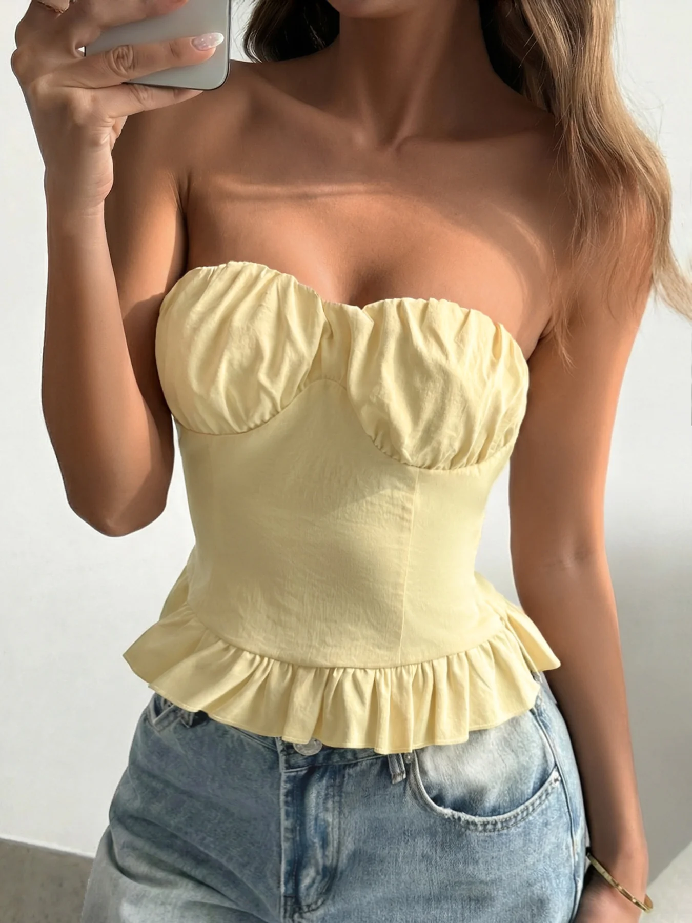 Ruffled Hem Tube Top - Image 11