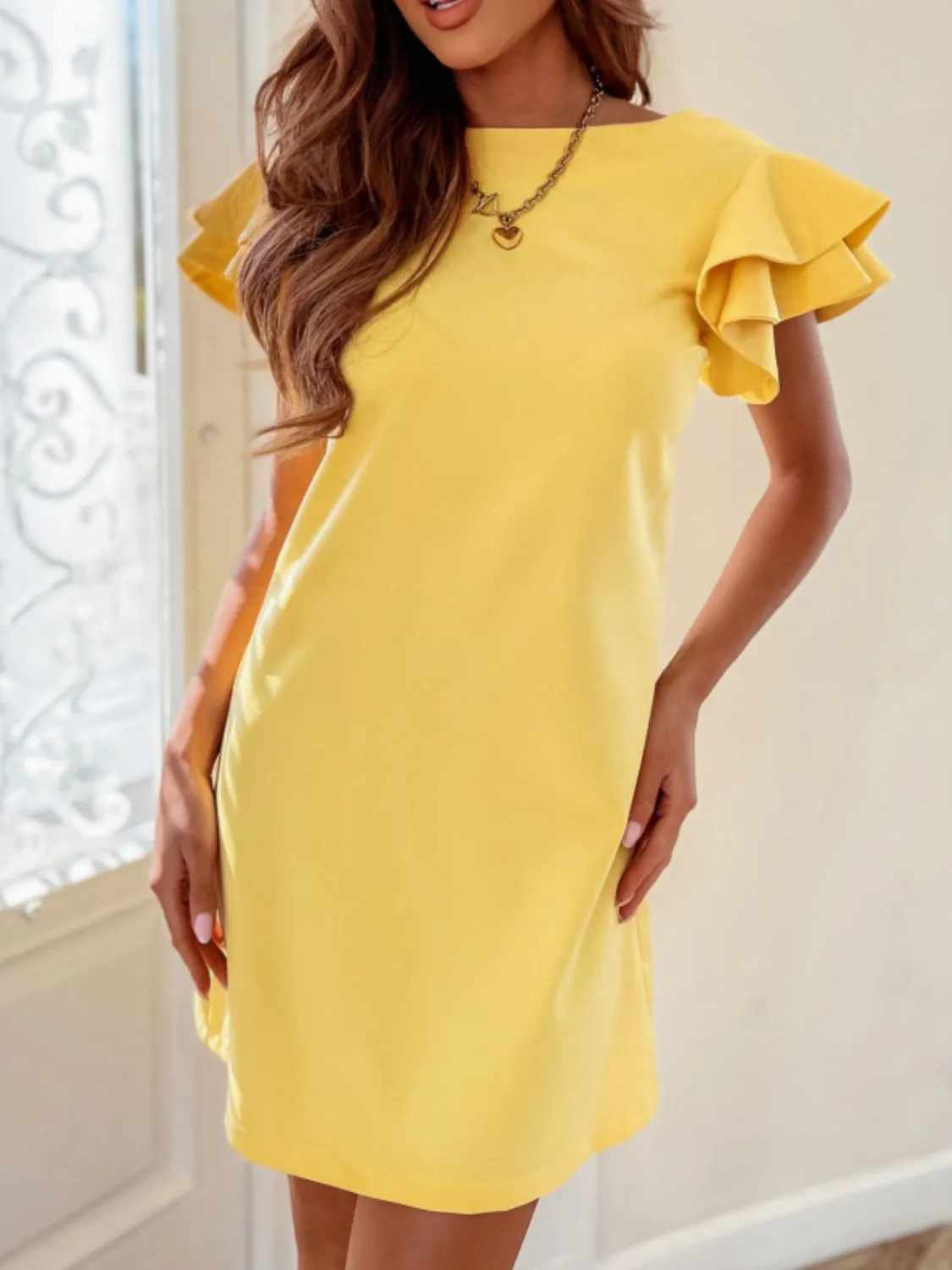 Ruffled Layered Short Sleeve Mini Dress - Image 9