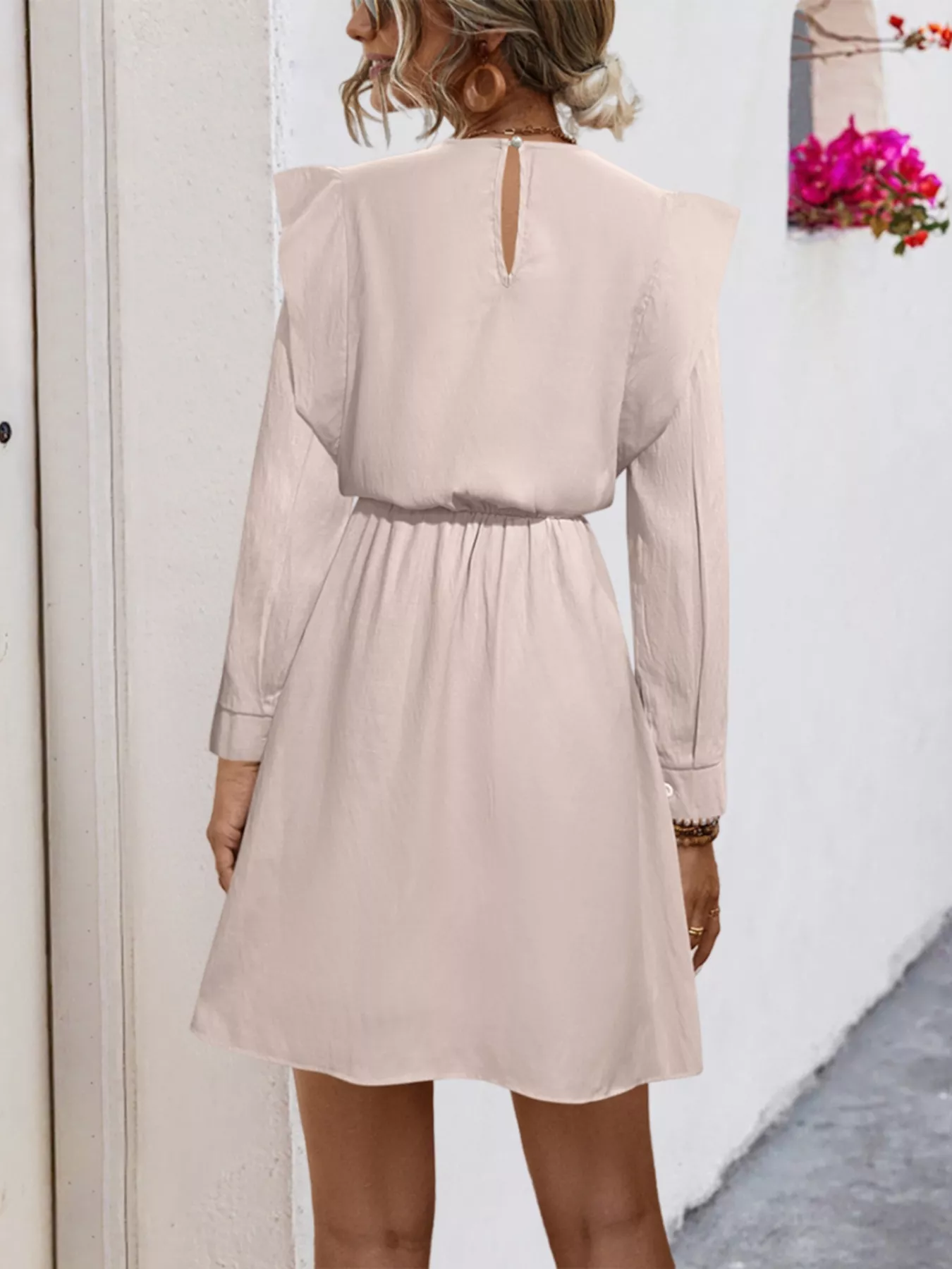 Ruffled Long Sleeve Mini Dress - Image 2