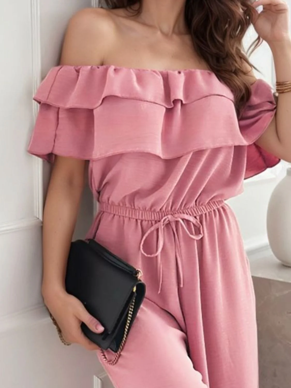 Ruffled Off  Shoulder Wide Leg Jumpsuit - Image 3