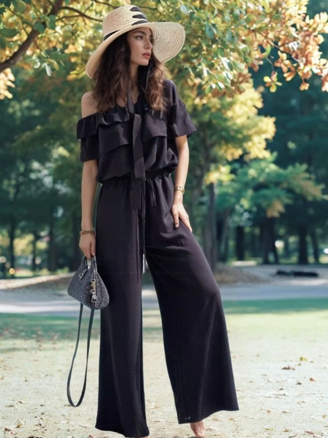 Ruffled Off  Shoulder Wide Leg Jumpsuit - Image 4