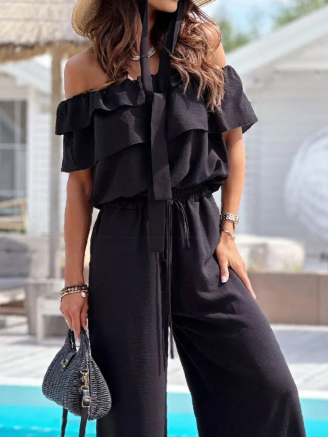 Ruffled Off  Shoulder Wide Leg Jumpsuit - Image 5