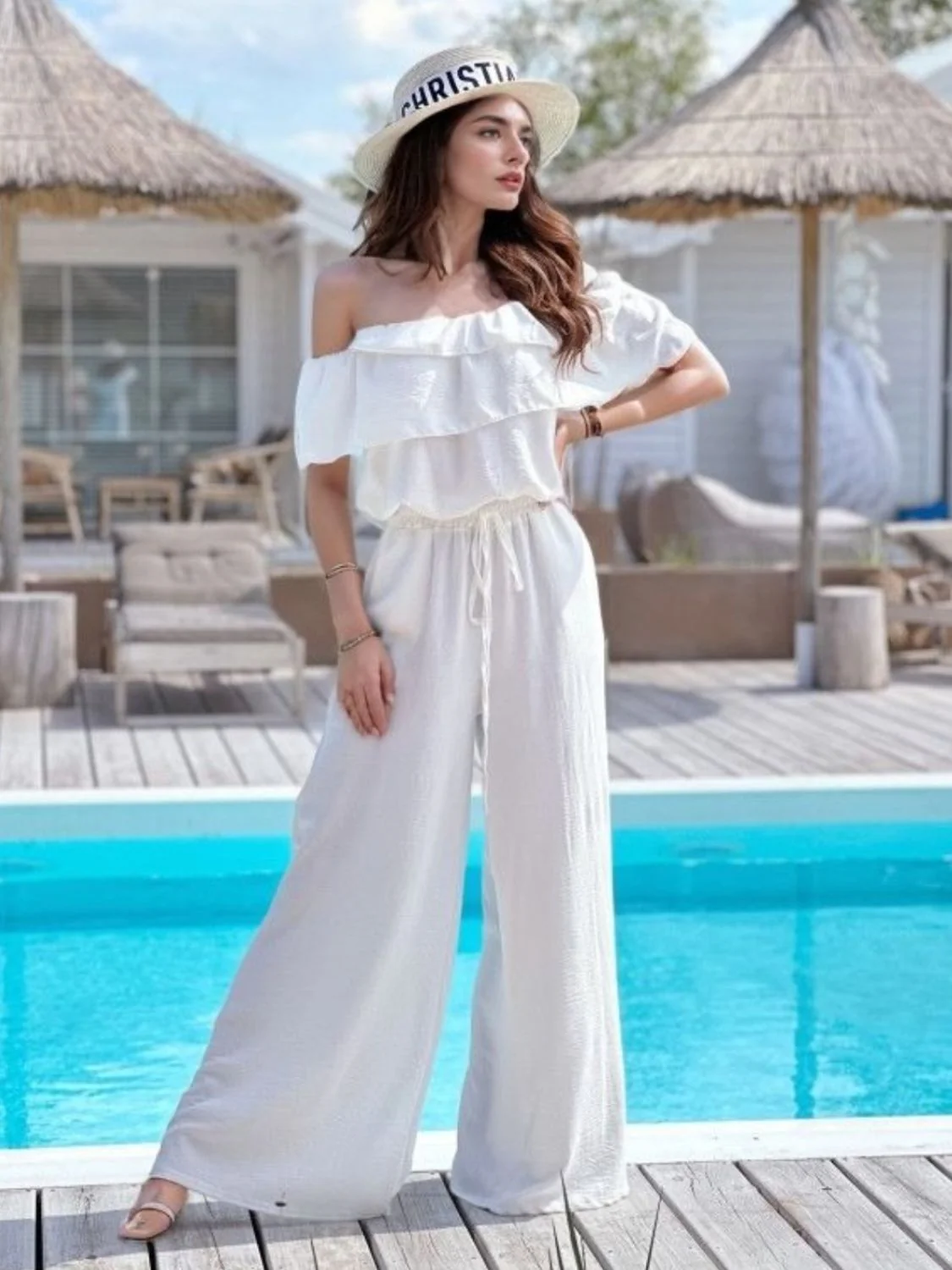 Ruffled Off  Shoulder Wide Leg Jumpsuit - Image 7