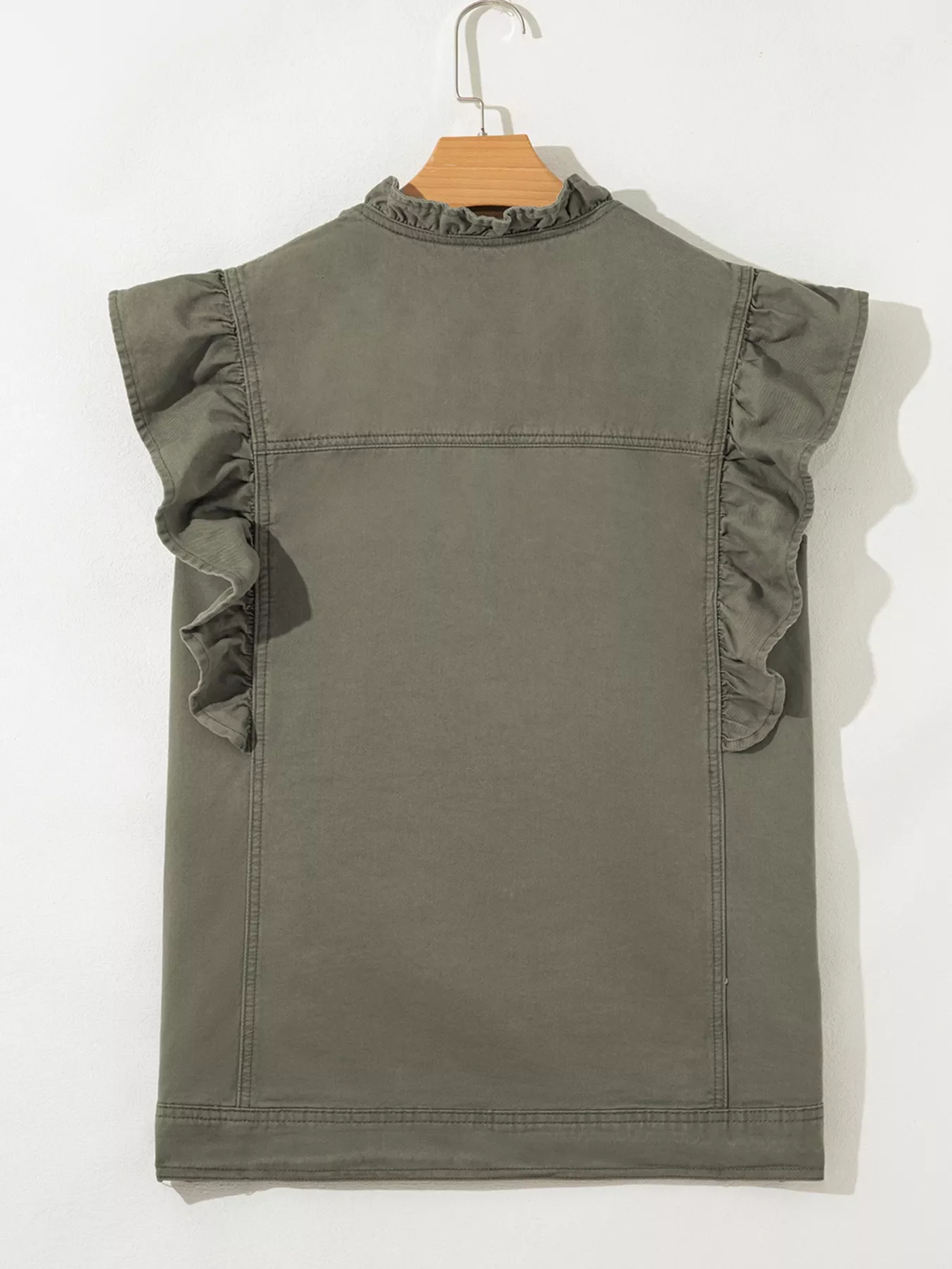 Ruffled Patchwork Denim Jacket Vest - Image 6