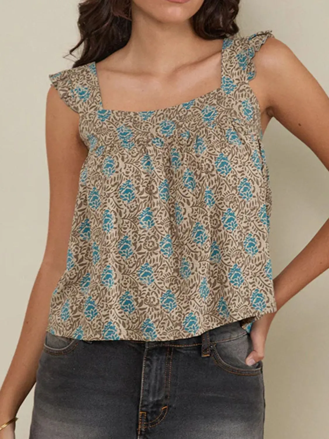 Ruffled Plaid Square Neck Tank - Image 7