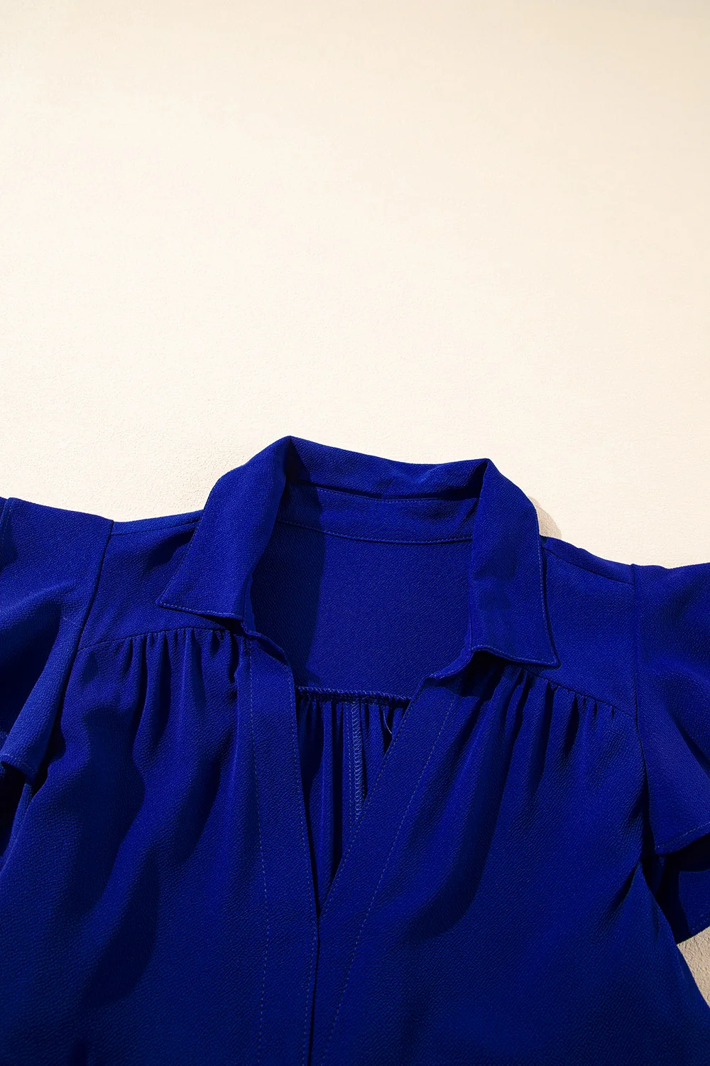 Ruffled Short Sleeve Collared V Neck Tiered Midi Dress - Image 9